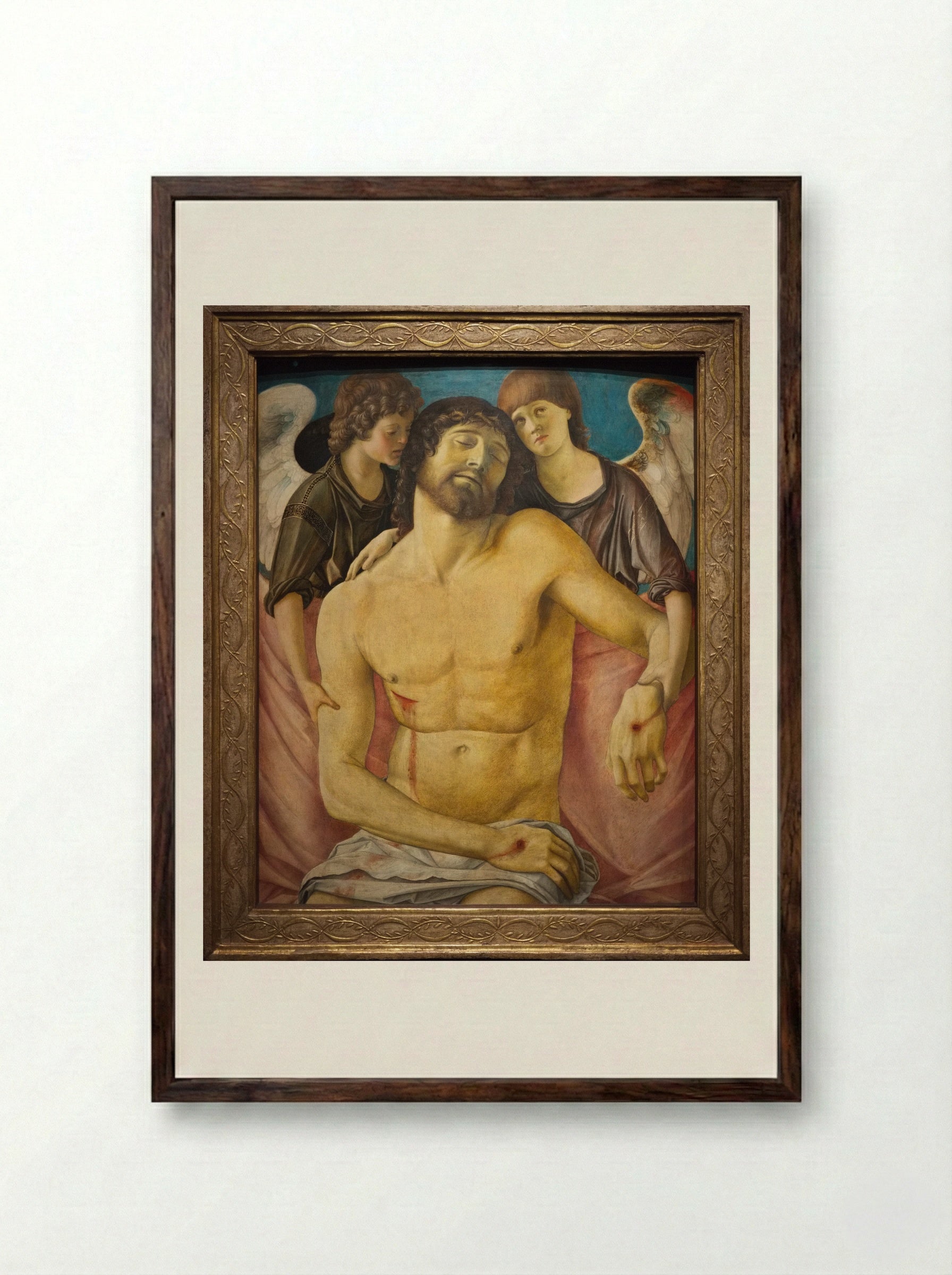 Dead Christ Supported by Angels - Giovanni Bellini - Framed Print Dark Wood