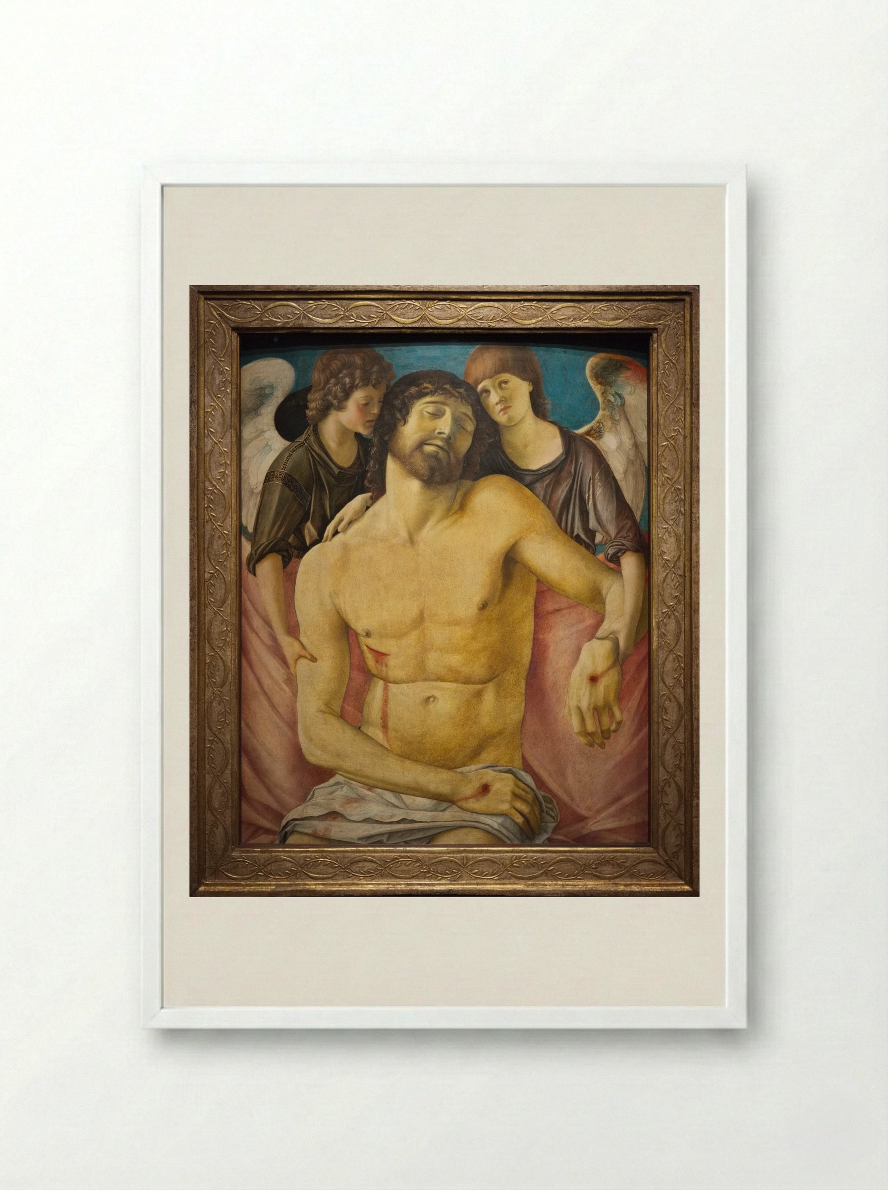 Dead Christ Supported by Angels - Giovanni Bellini - Framed Print White