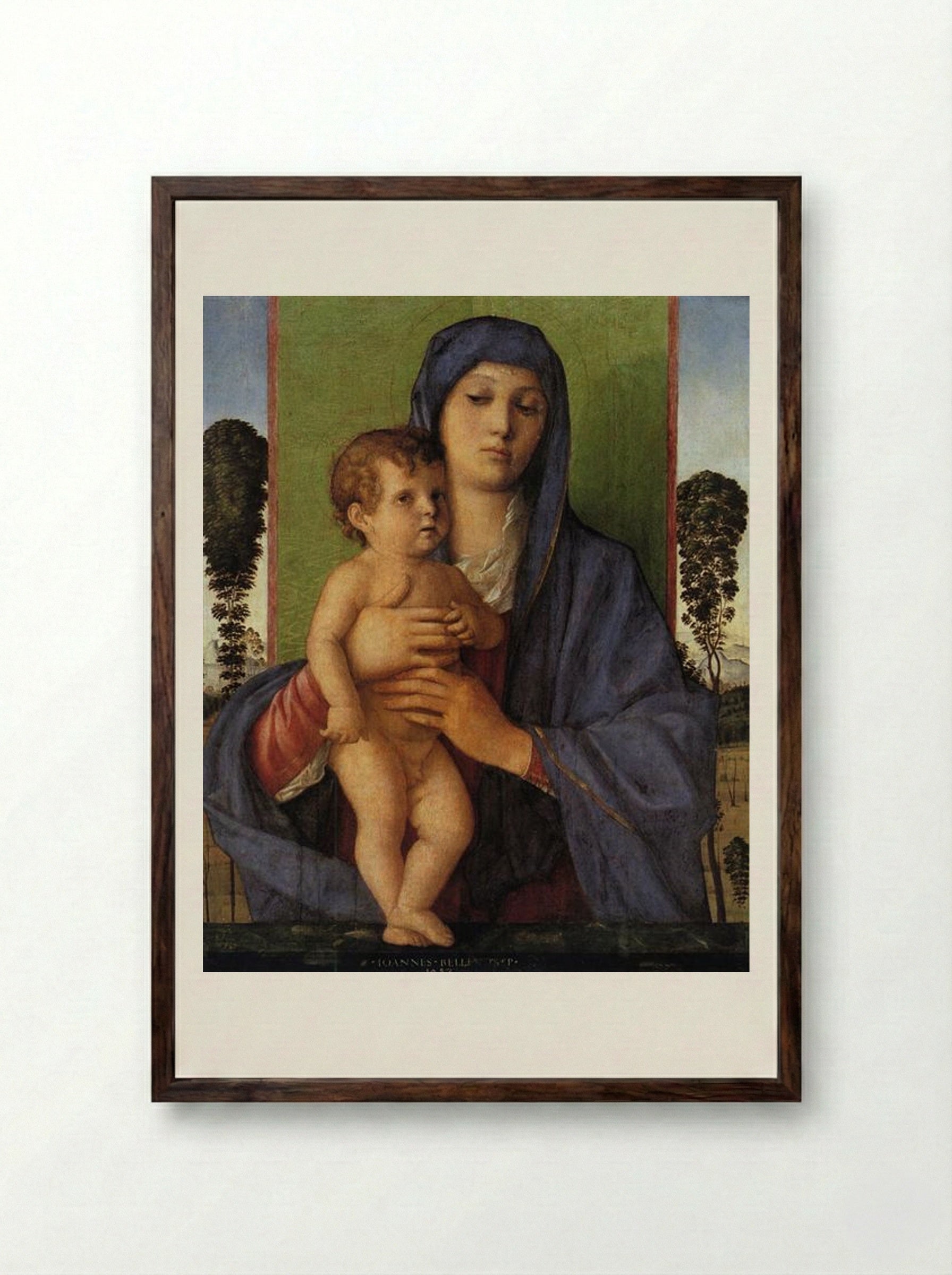 Madonna with Trees - Giovanni Bellini - Framed Print Dark Wood