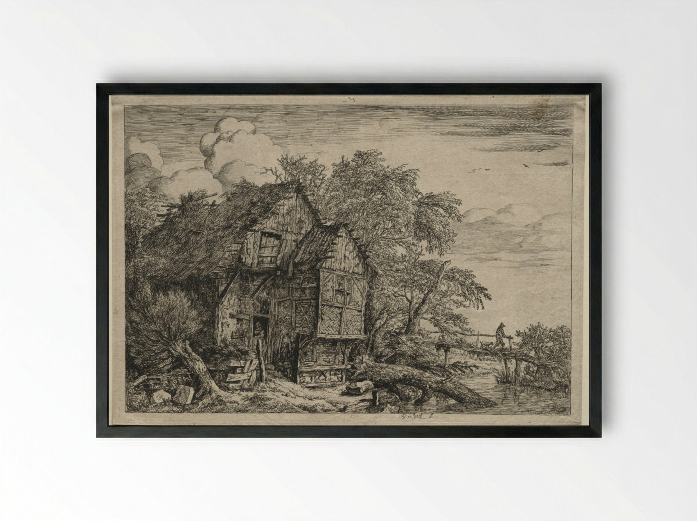 The Little Bridge - Jacob van Ruisdael - Framed Print Black