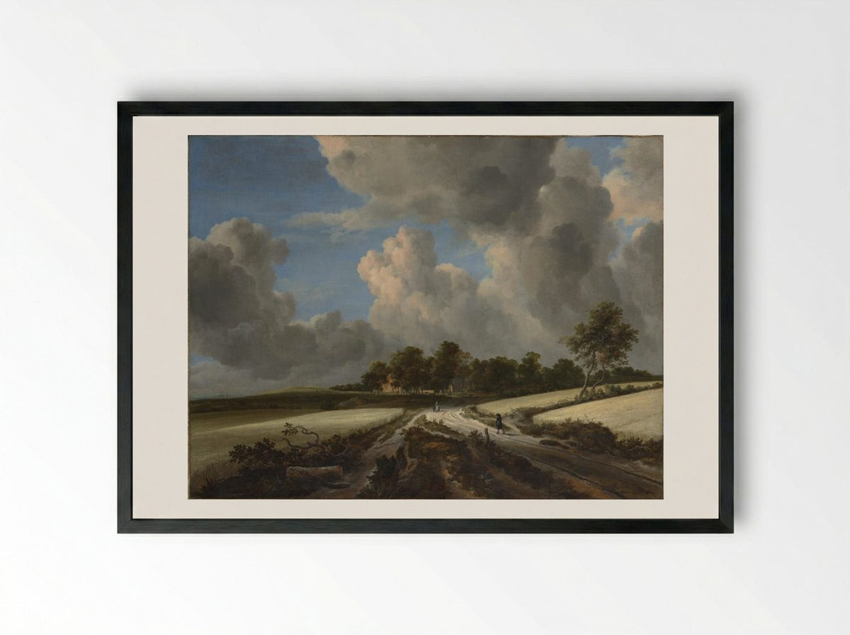 Wheat Fields - Jacob van Ruisdael - Framed Print Black