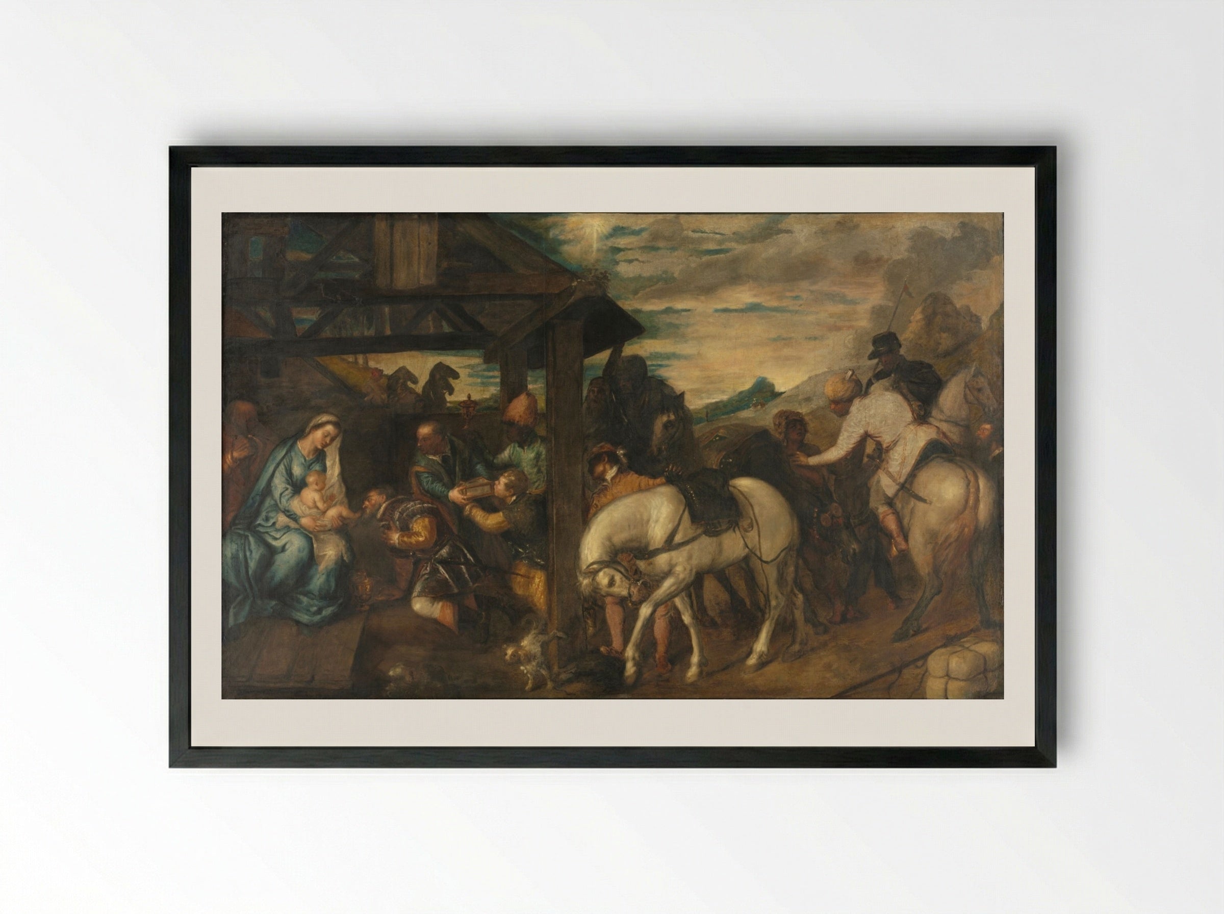 Adoration of the Magi - Titian - Framed Print Black