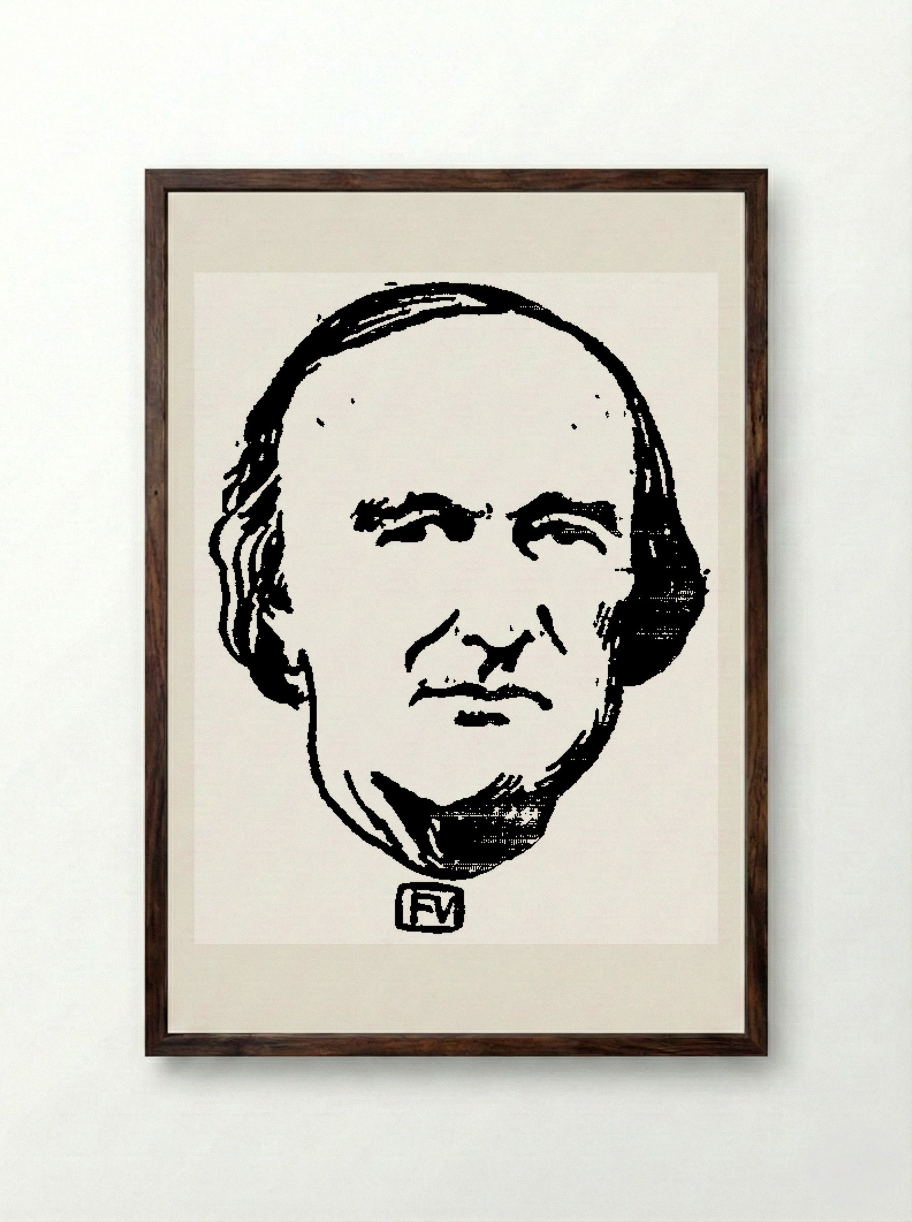 Portrait of Georges Darboy - Félix Vallotton - Framed Print Dark Wood
