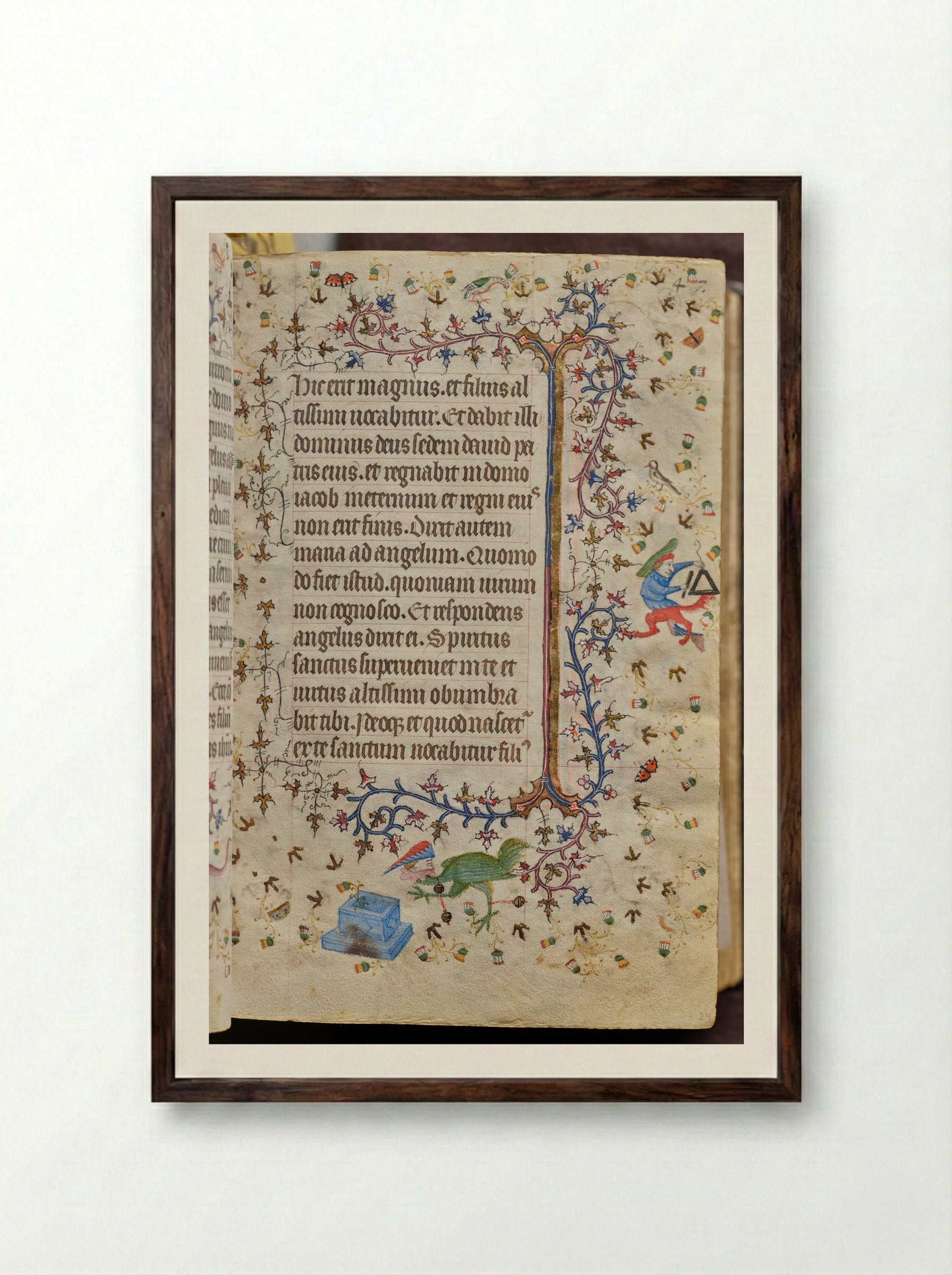 Hours of Charles the Noble, fol. 179r - Master of the Brussels Initials and Associates - Framed Print Dark Wood