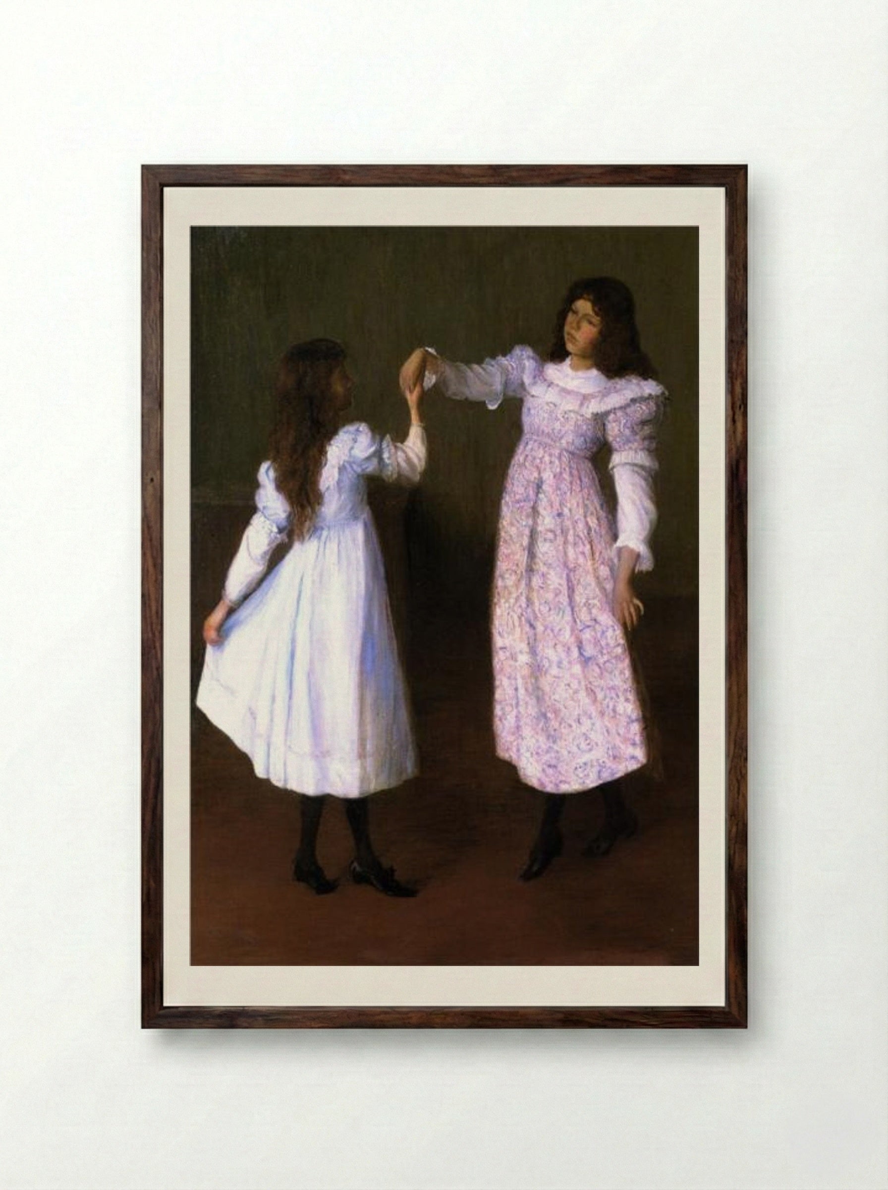 Children Dancing, II - Lilla Cabot Perry - Framed Print Dark Wood