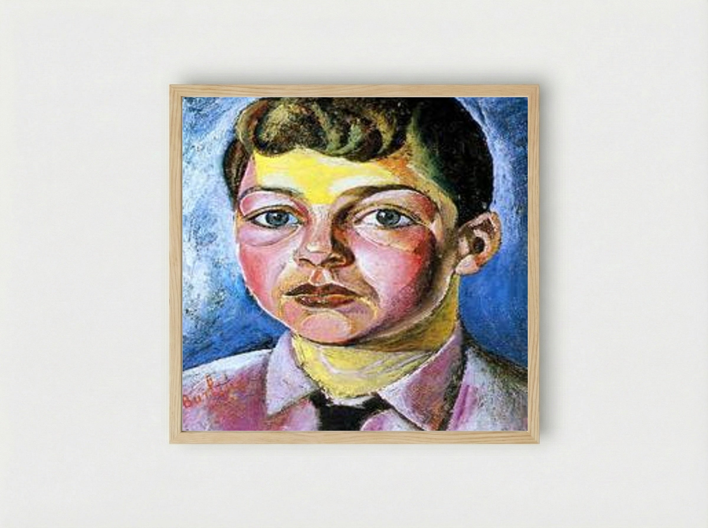 Portrait of Nicolas, the Artist's Son - David Burliuk - Framed Print Wood