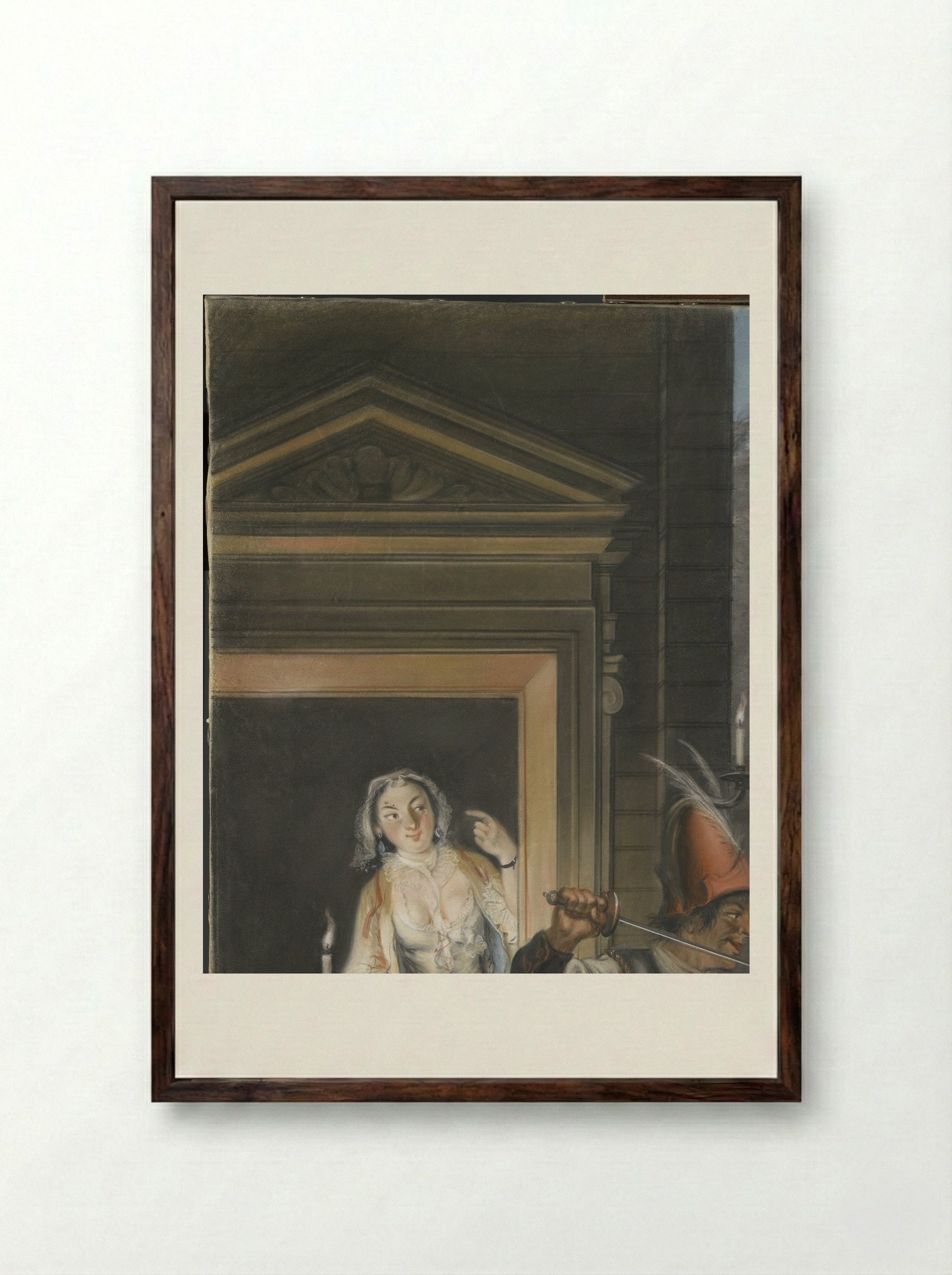The Bribery Scene from Hopman Ulrich - Cornelis Troost - Framed Print Dark Wood