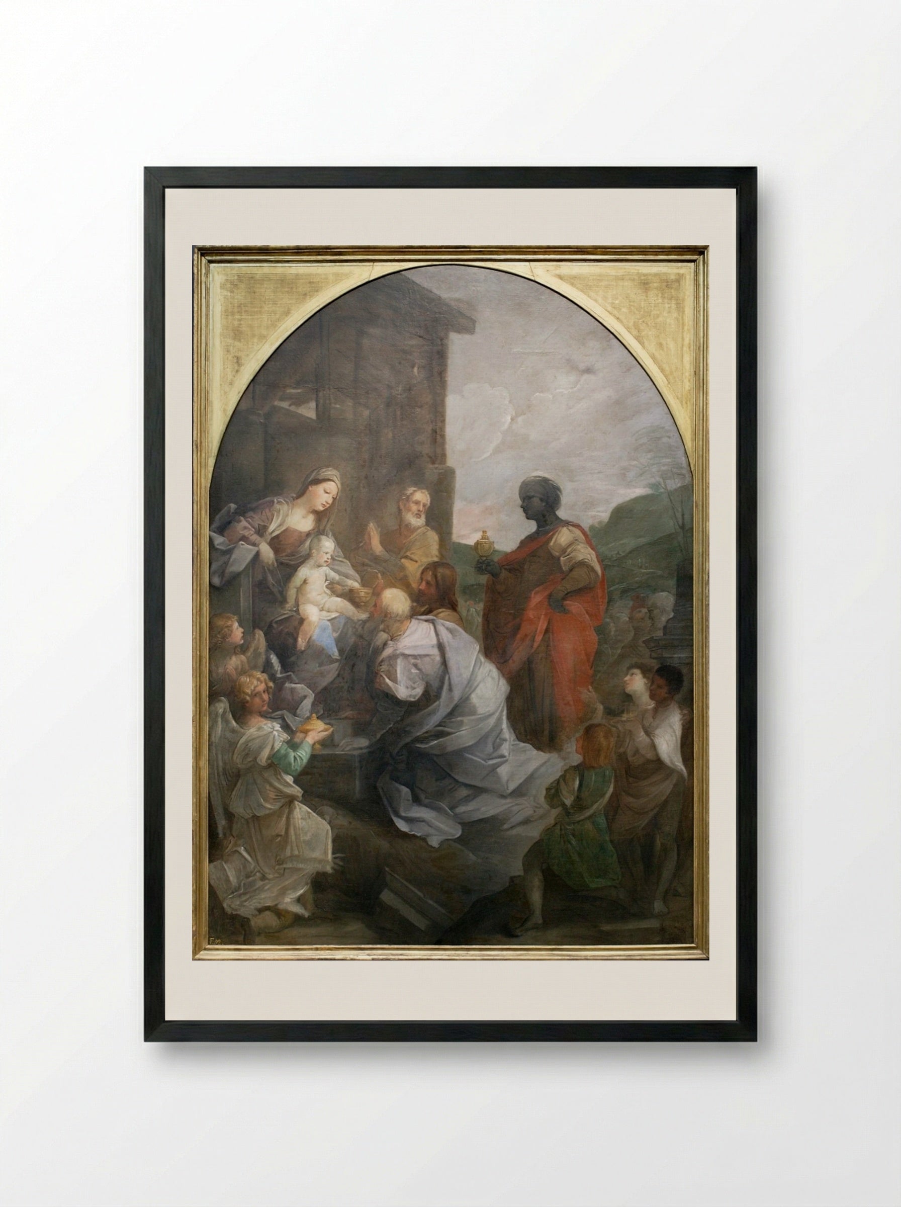 Adoration of the Magi - Guido Reni - Framed Print Black