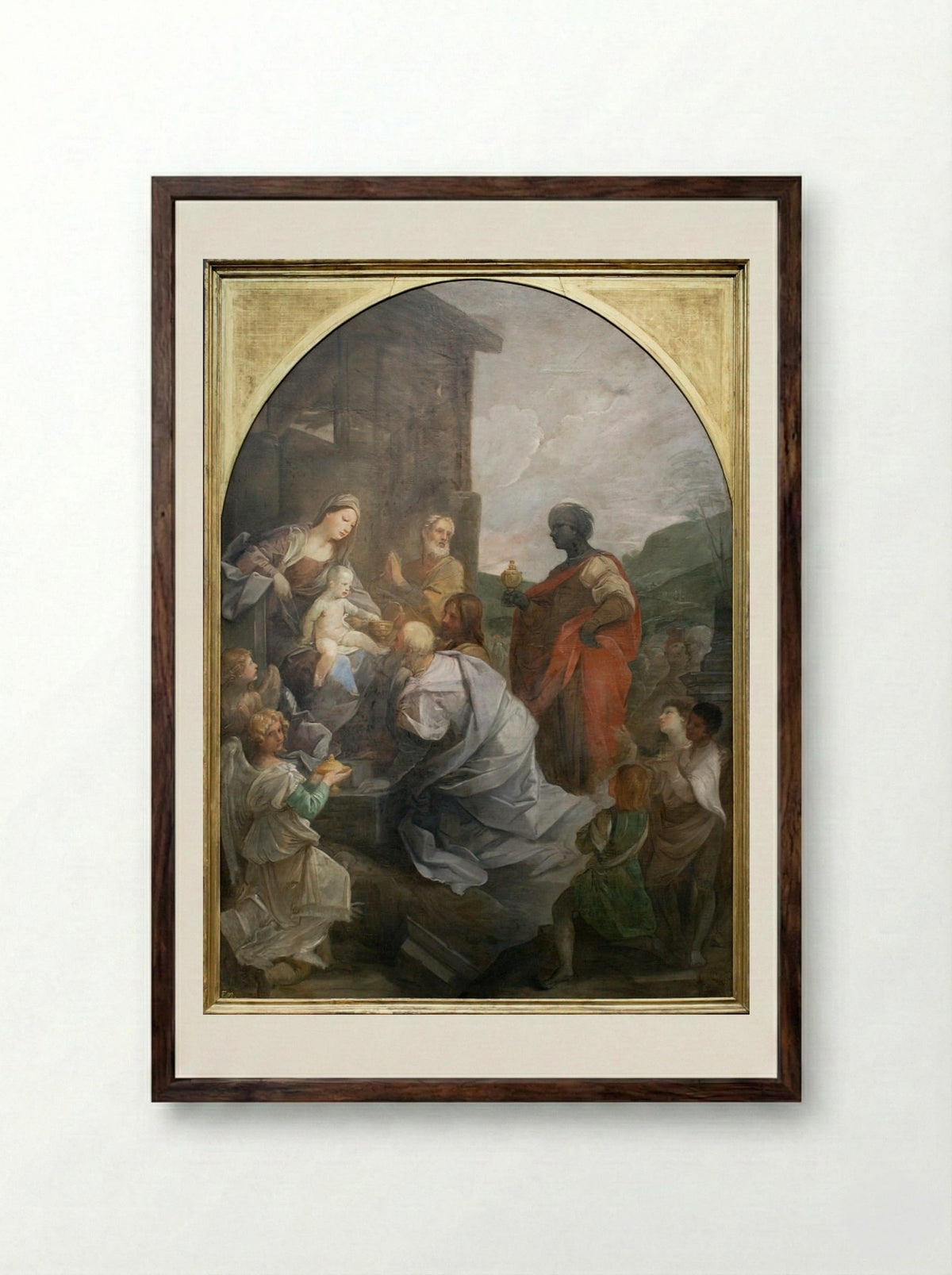Adoration of the Magi - Guido Reni - Framed Print Dark Wood