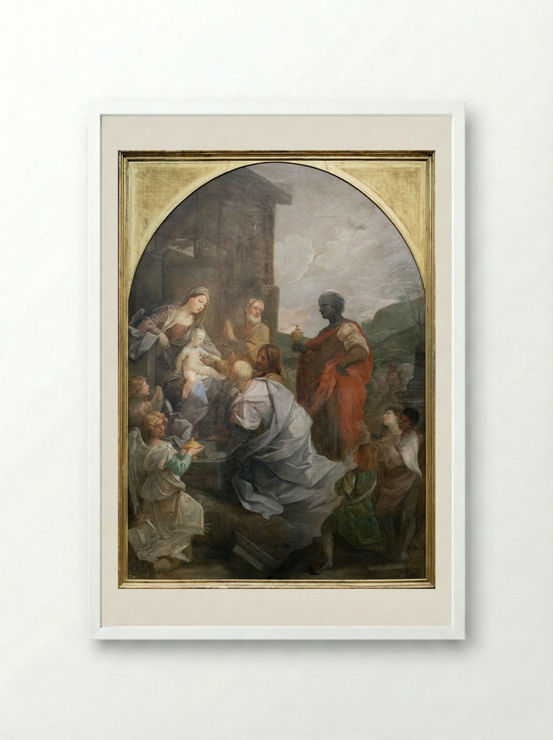 Adoration of the Magi - Guido Reni - Framed Print White
