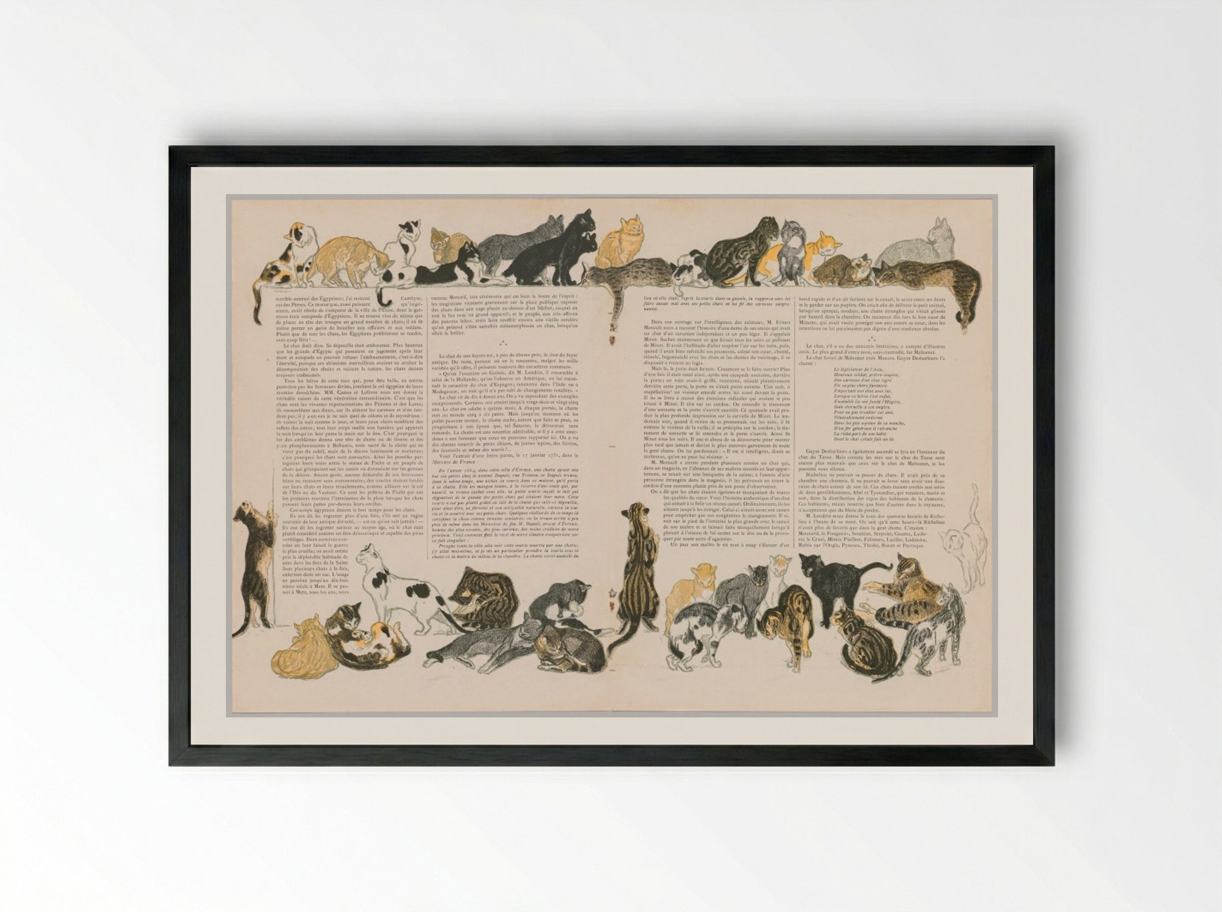 On Cats (Des Chats) - Théophile Alexandre Steinlen - Framed Print Black