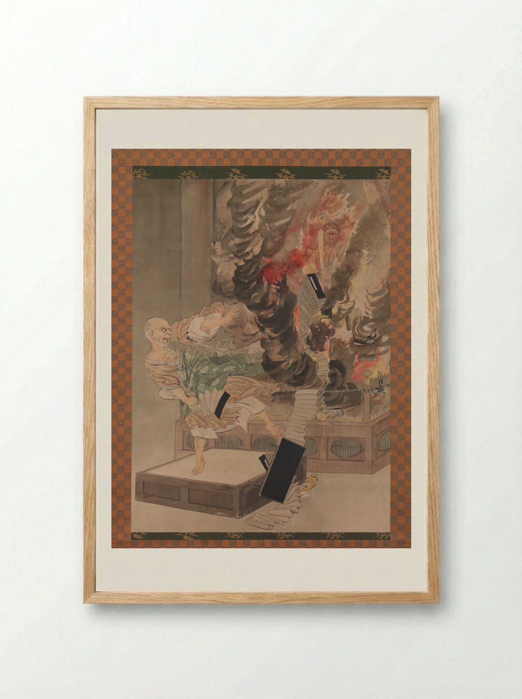 The Fury of Monk Raigō - Kobayashi Kiyochika - Framed Print Wood