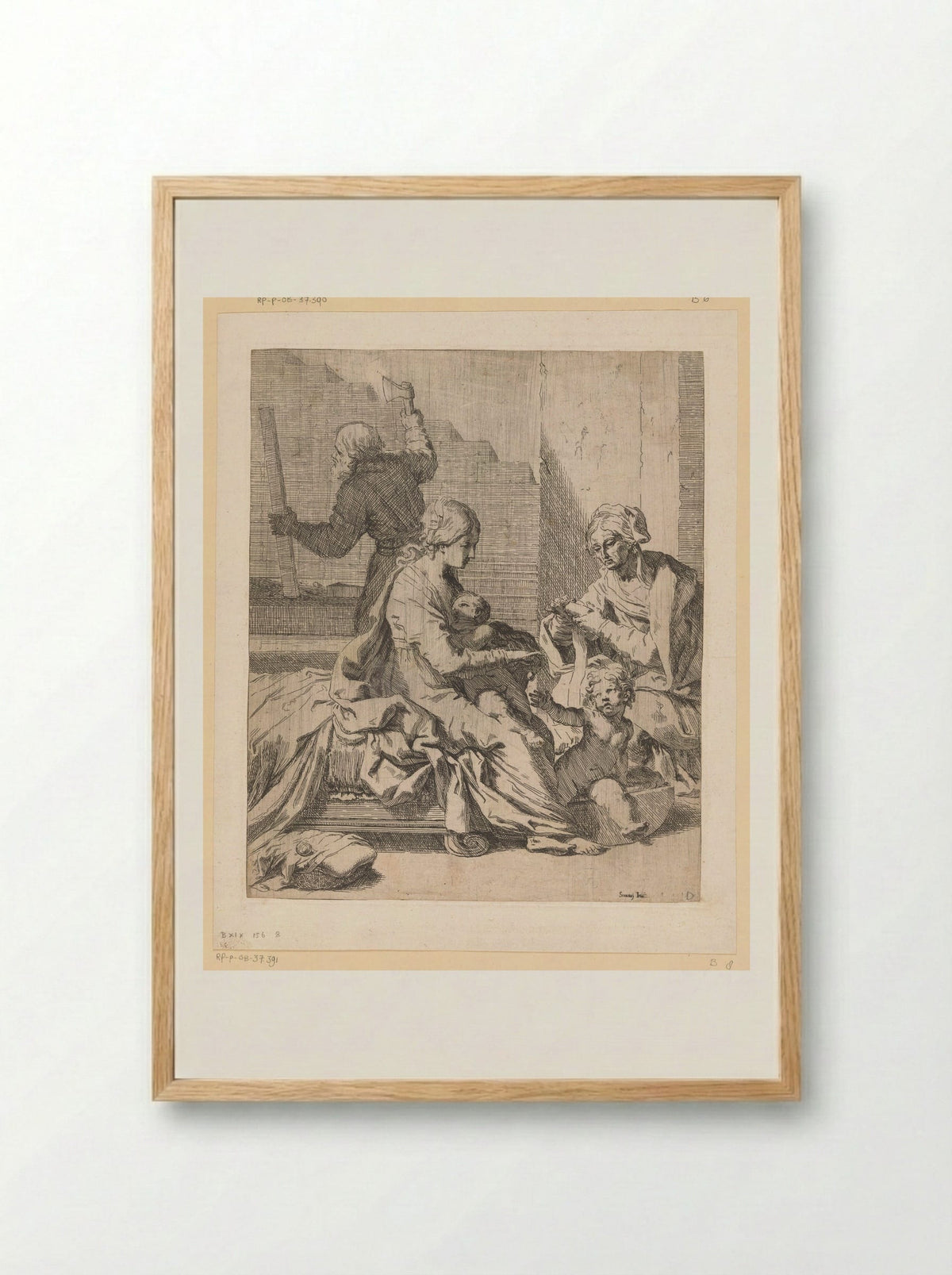 The Holy Family with Saint John the Baptist and Saint Elizabeth - Elisabetta Sirani - Framed Print Wood