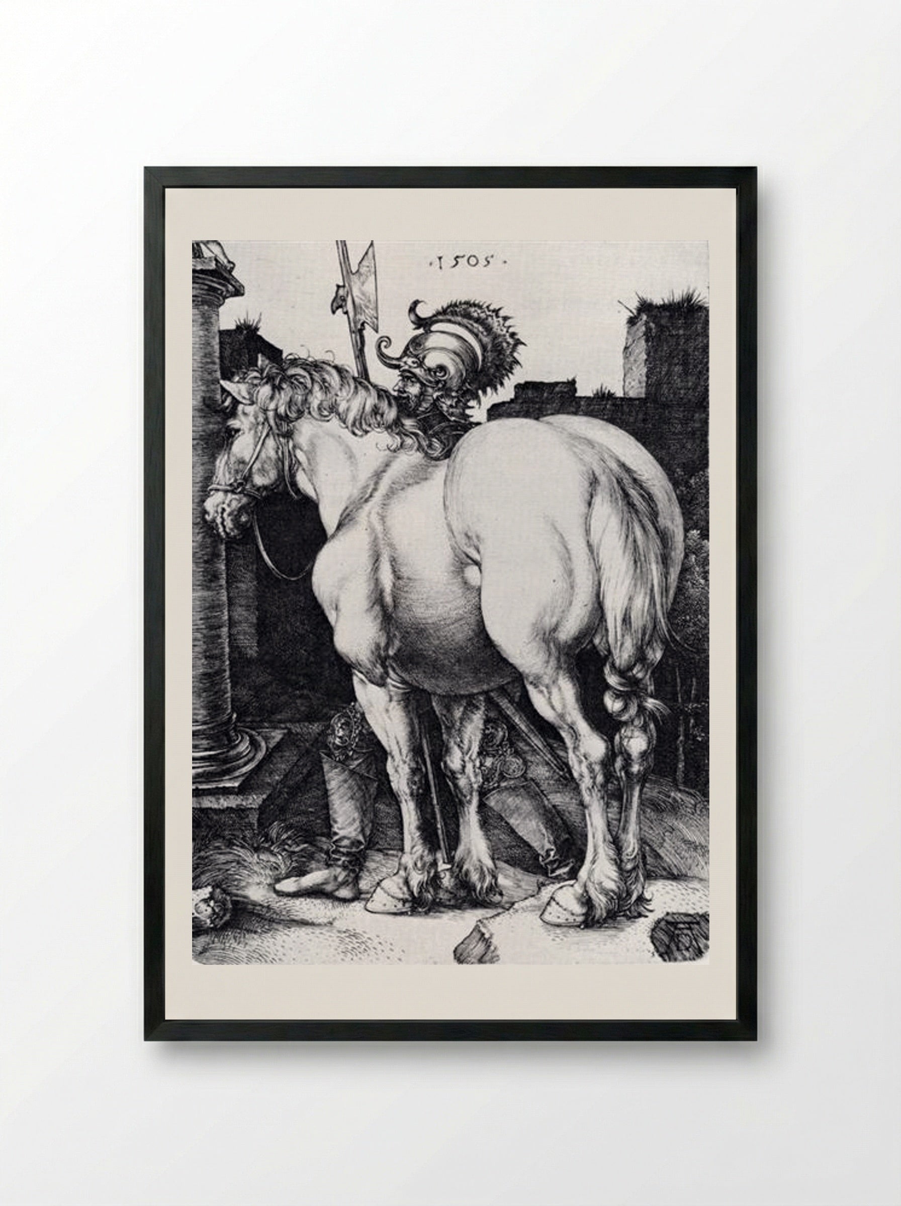 The Large Horse - Albrecht Dürer - Framed Print Black