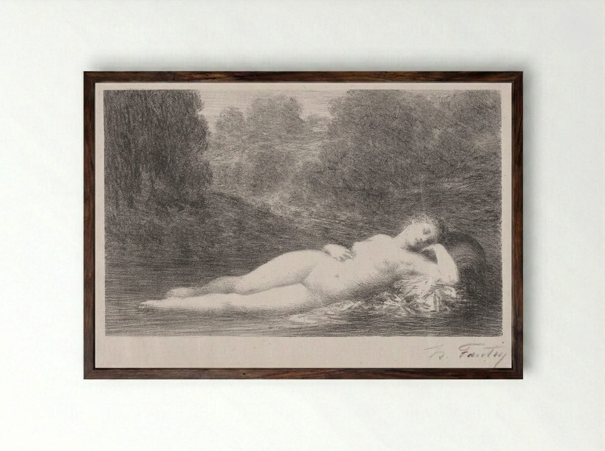 Lying in the Water - Henri Fantin-Latour - Framed Print Dark Wood