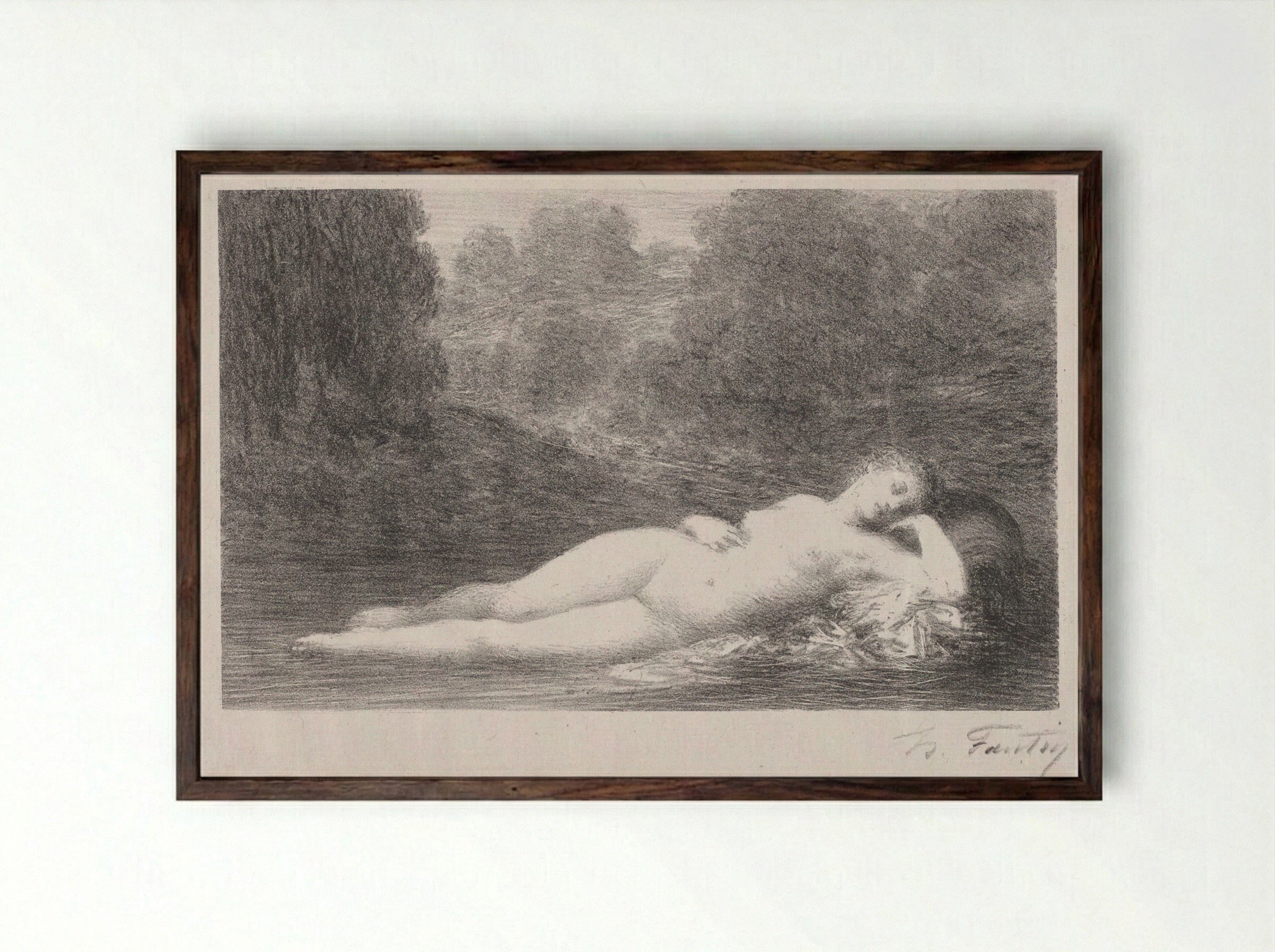 Lying in the Water - Henri Fantin-Latour - Framed Print Dark Wood