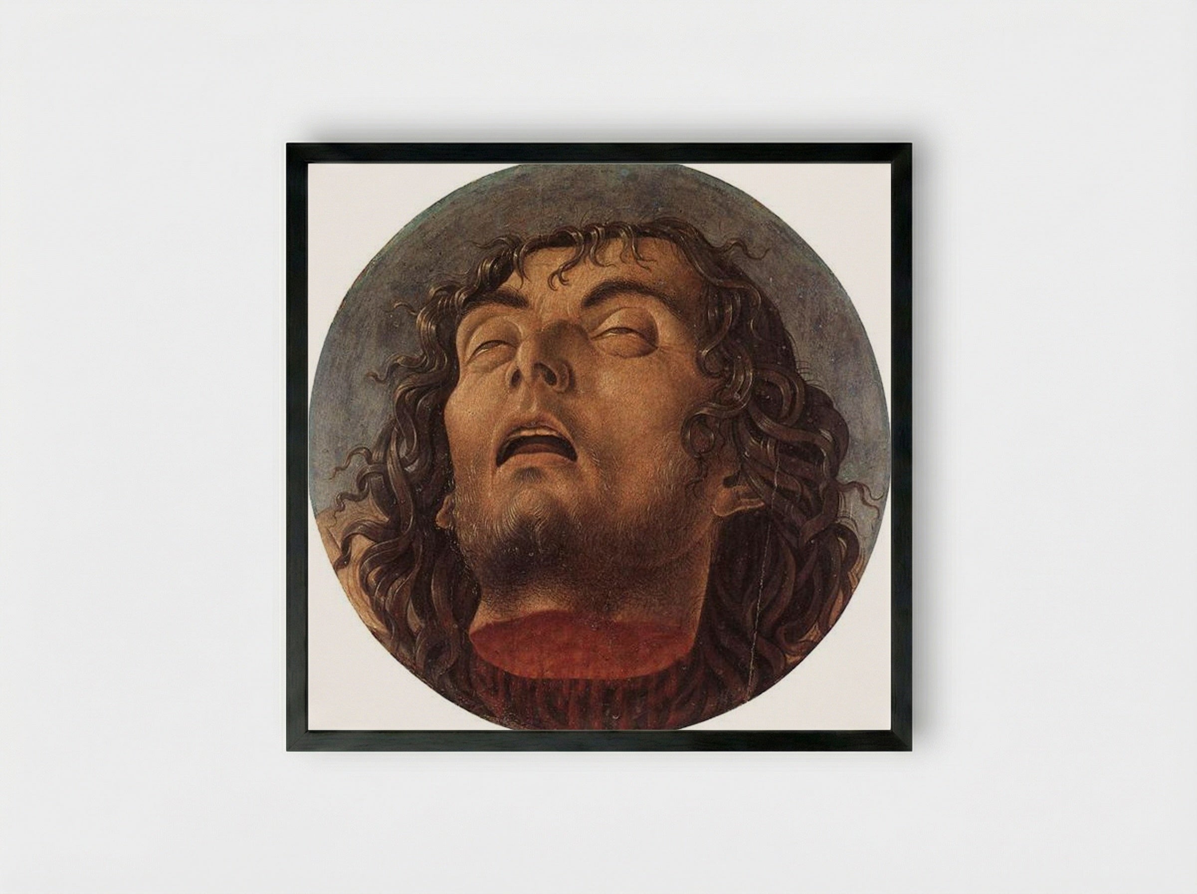 Head of St John the Baptist - Giovanni Bellini - Framed Print Black