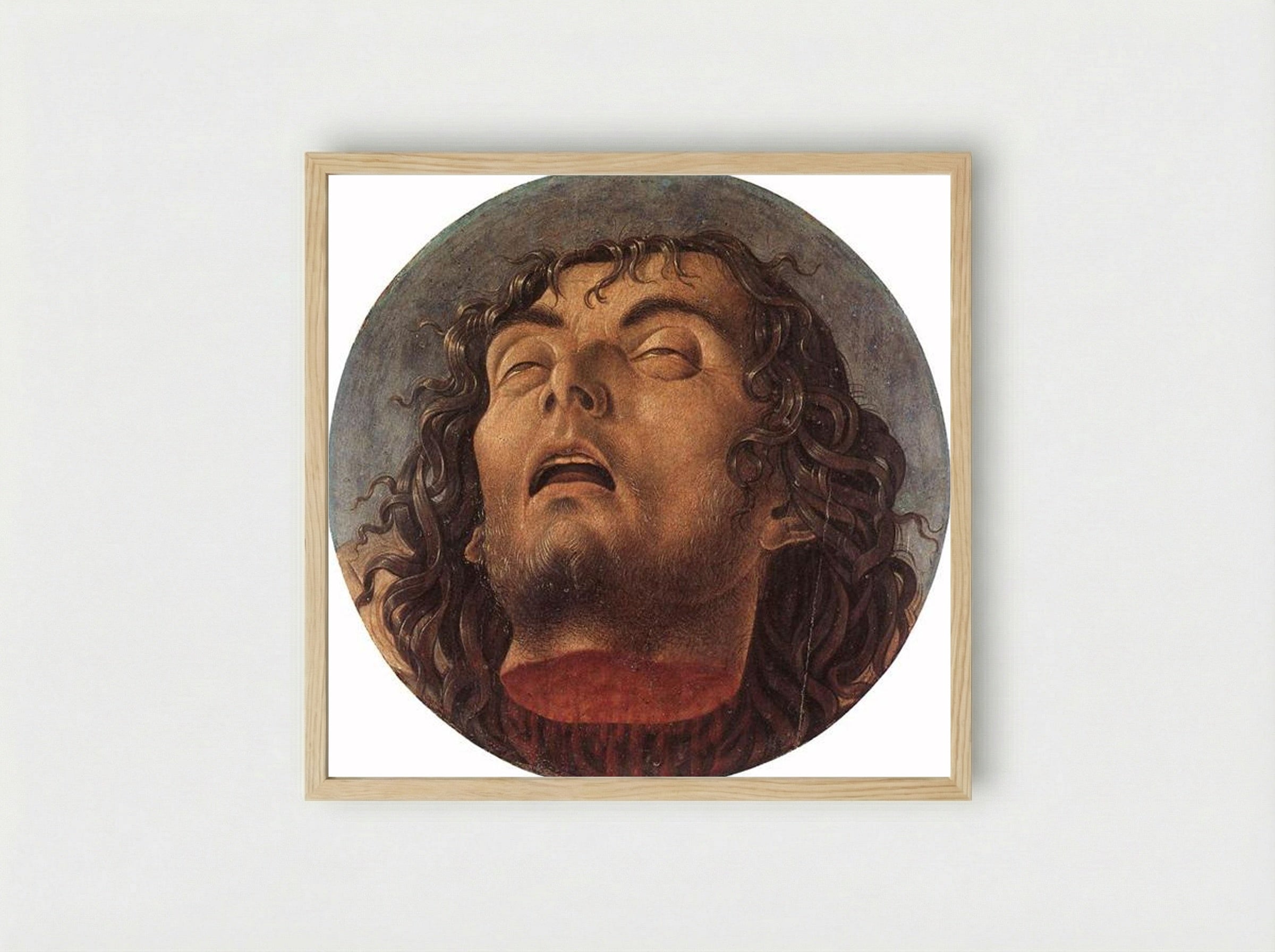Head of St John the Baptist - Giovanni Bellini - Framed Print Wood