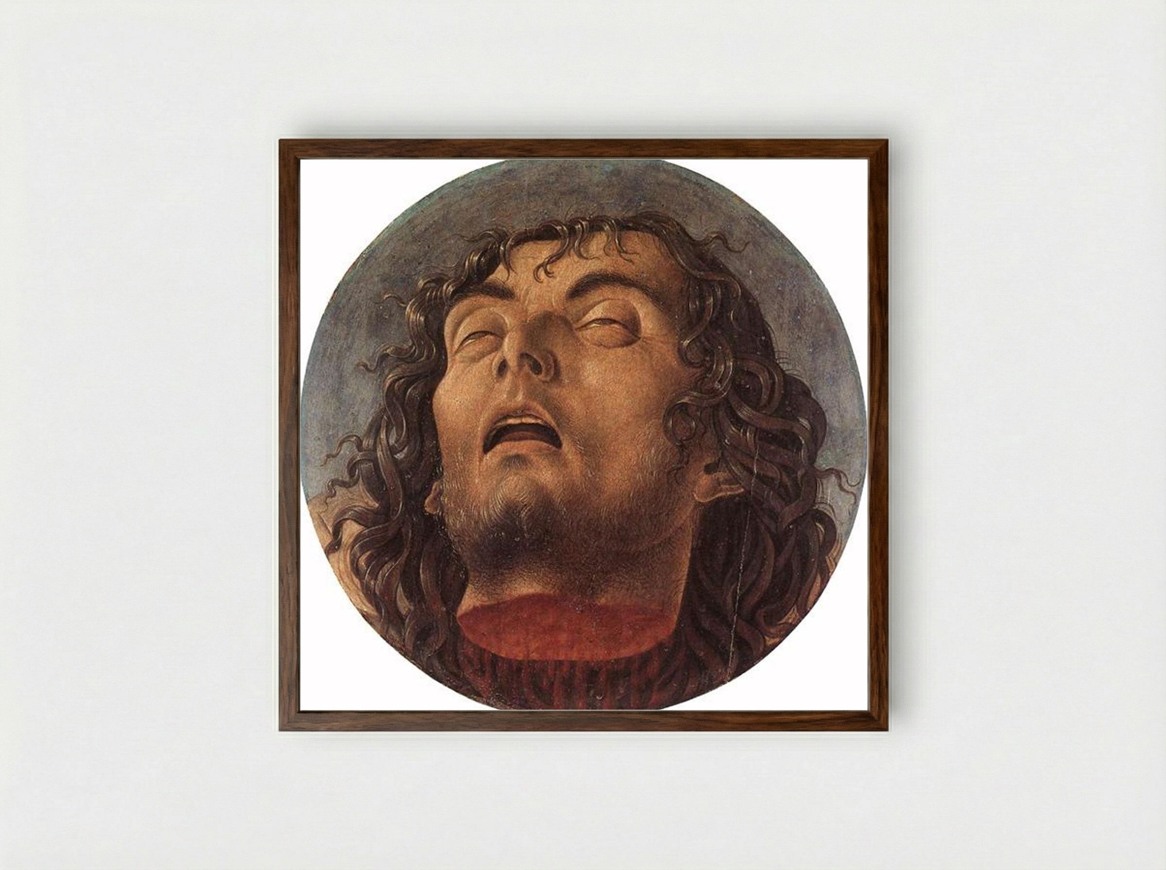 Head of St John the Baptist - Giovanni Bellini - Framed Print Dark Wood