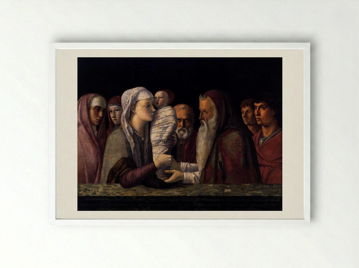 Presentation at the Temple - Giovanni Bellini - Framed Print White