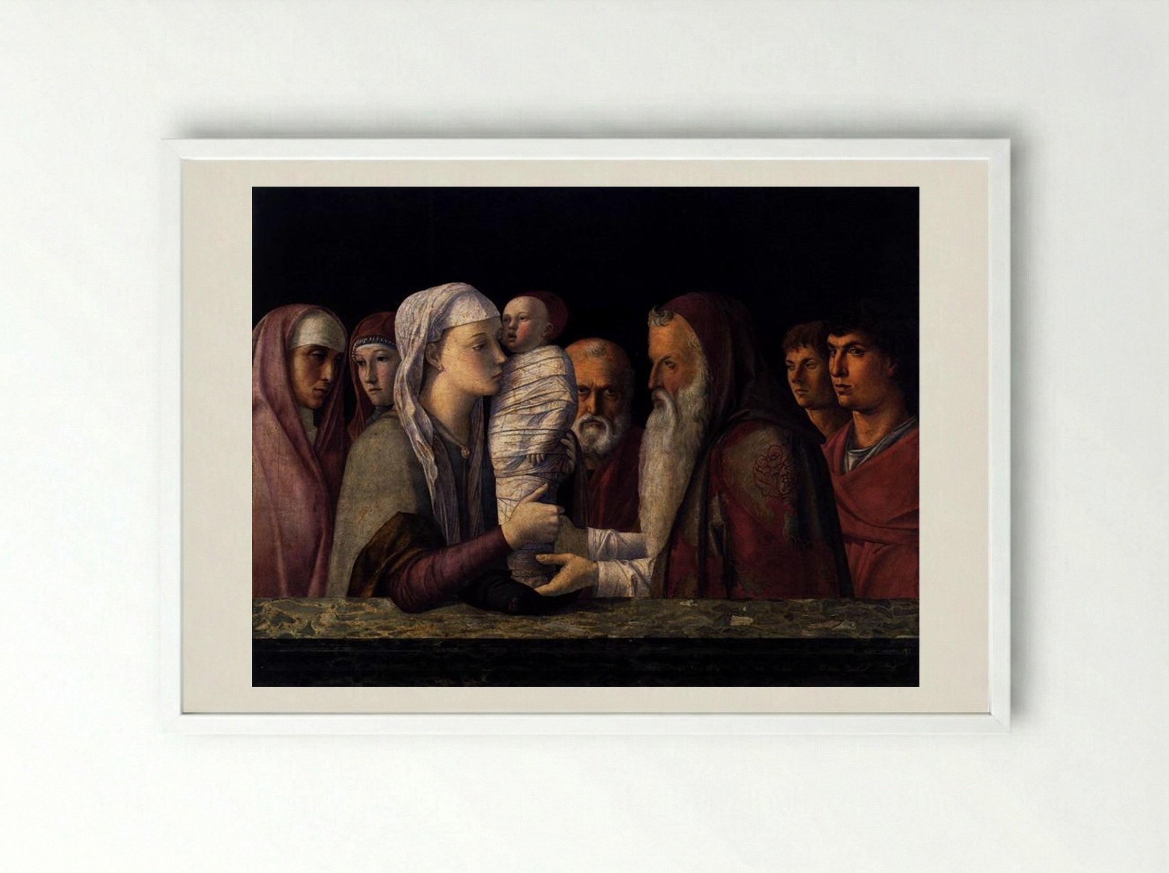 Presentation at the Temple - Giovanni Bellini - Framed Print White