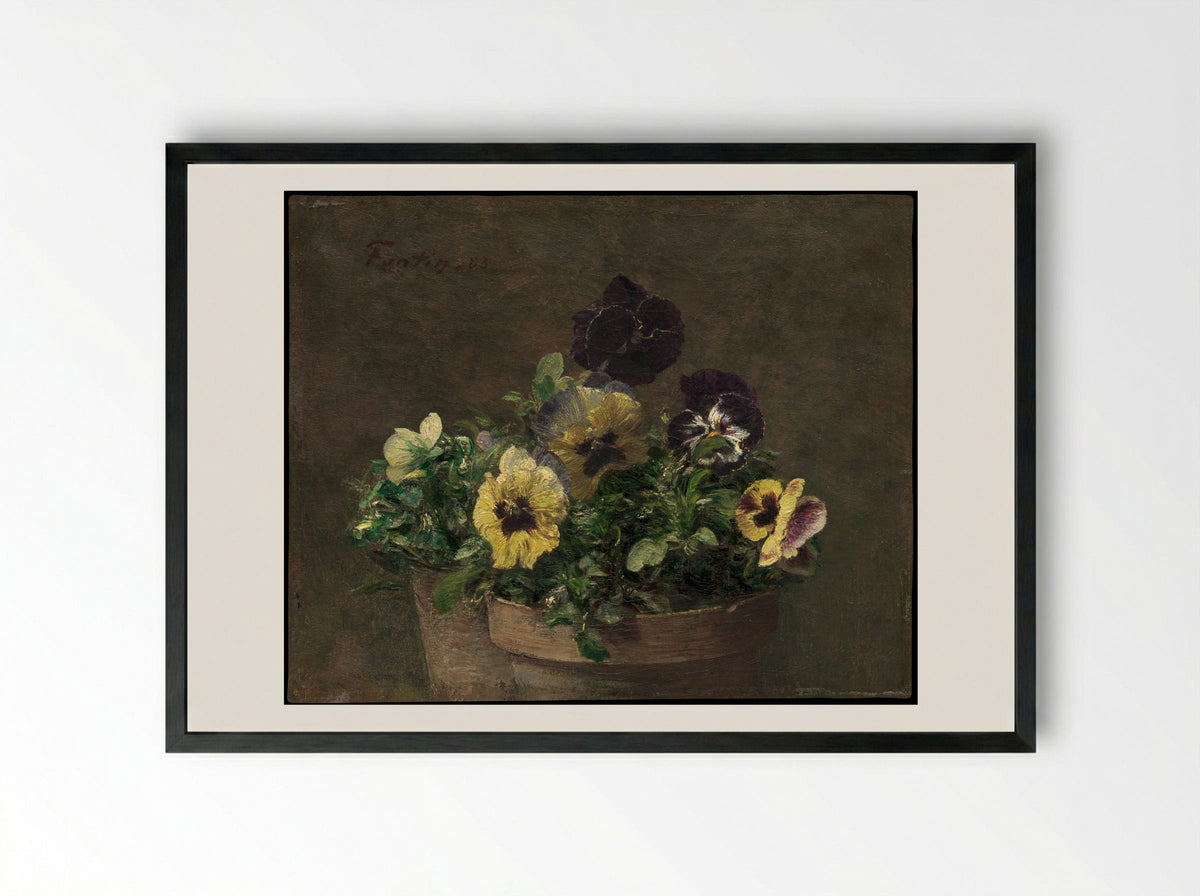 Potted Pansies - Henri Fantin-Latour - Framed Print Black