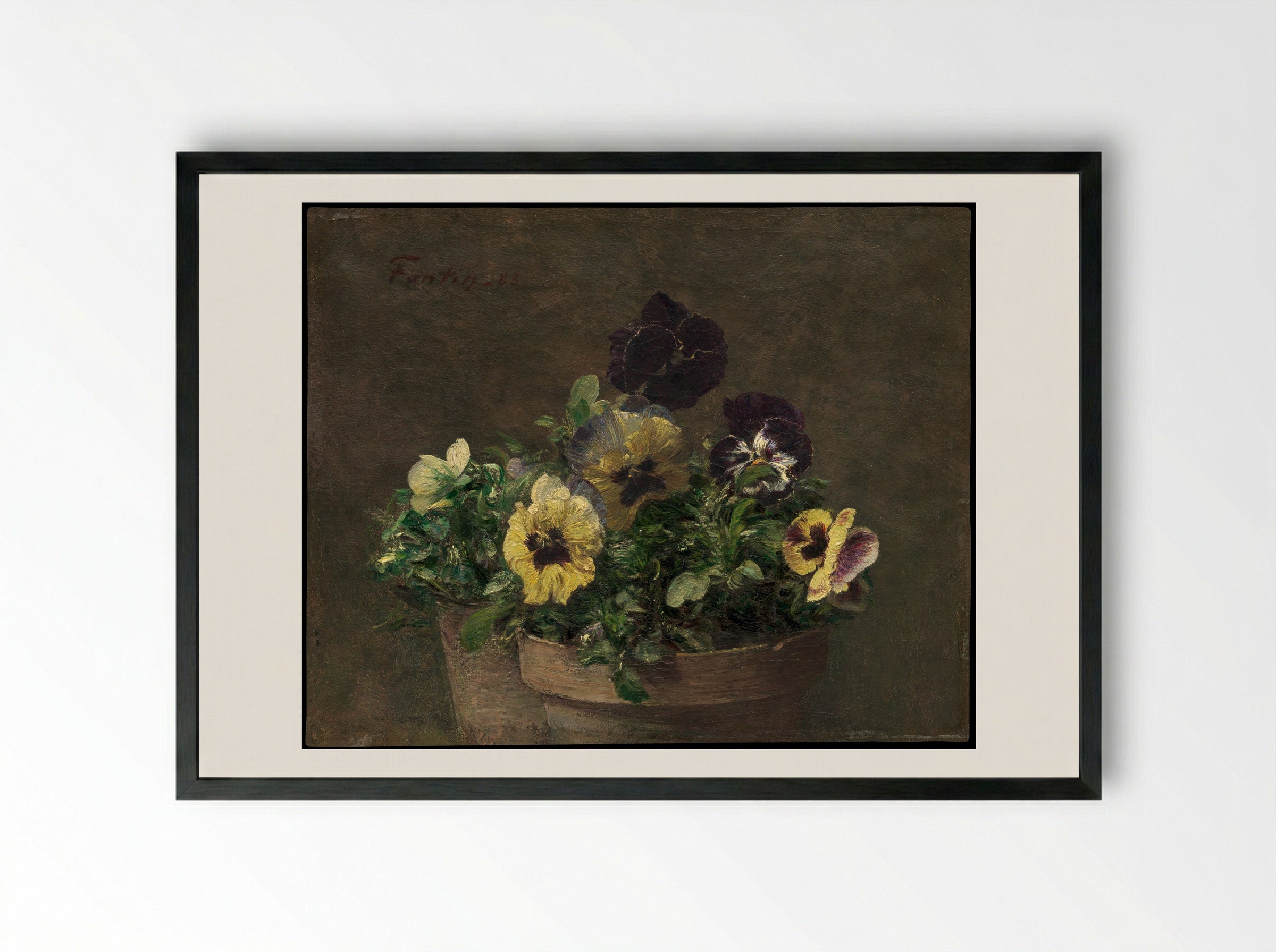 Potted Pansies - Henri Fantin-Latour - Framed Print Black