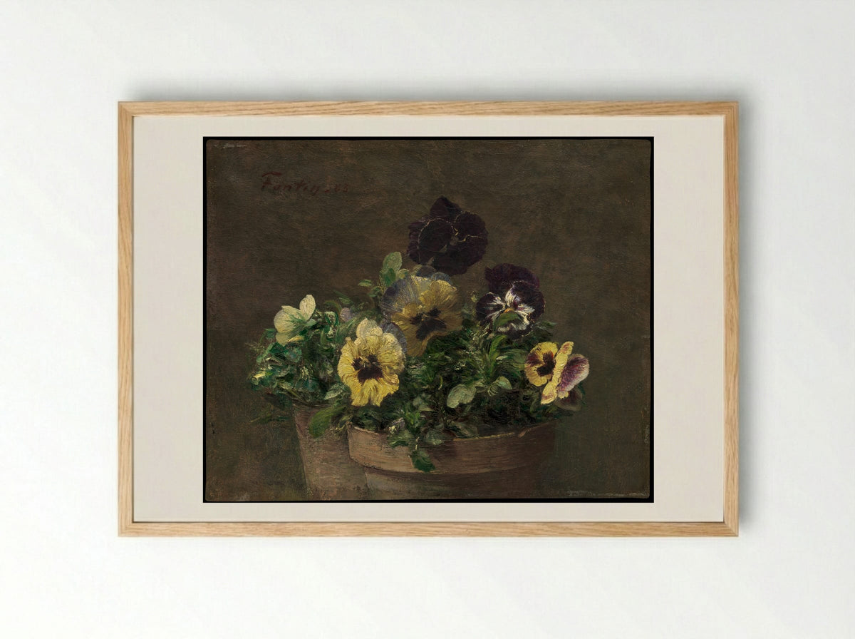 Potted Pansies - Henri Fantin-Latour - Framed Print Wood