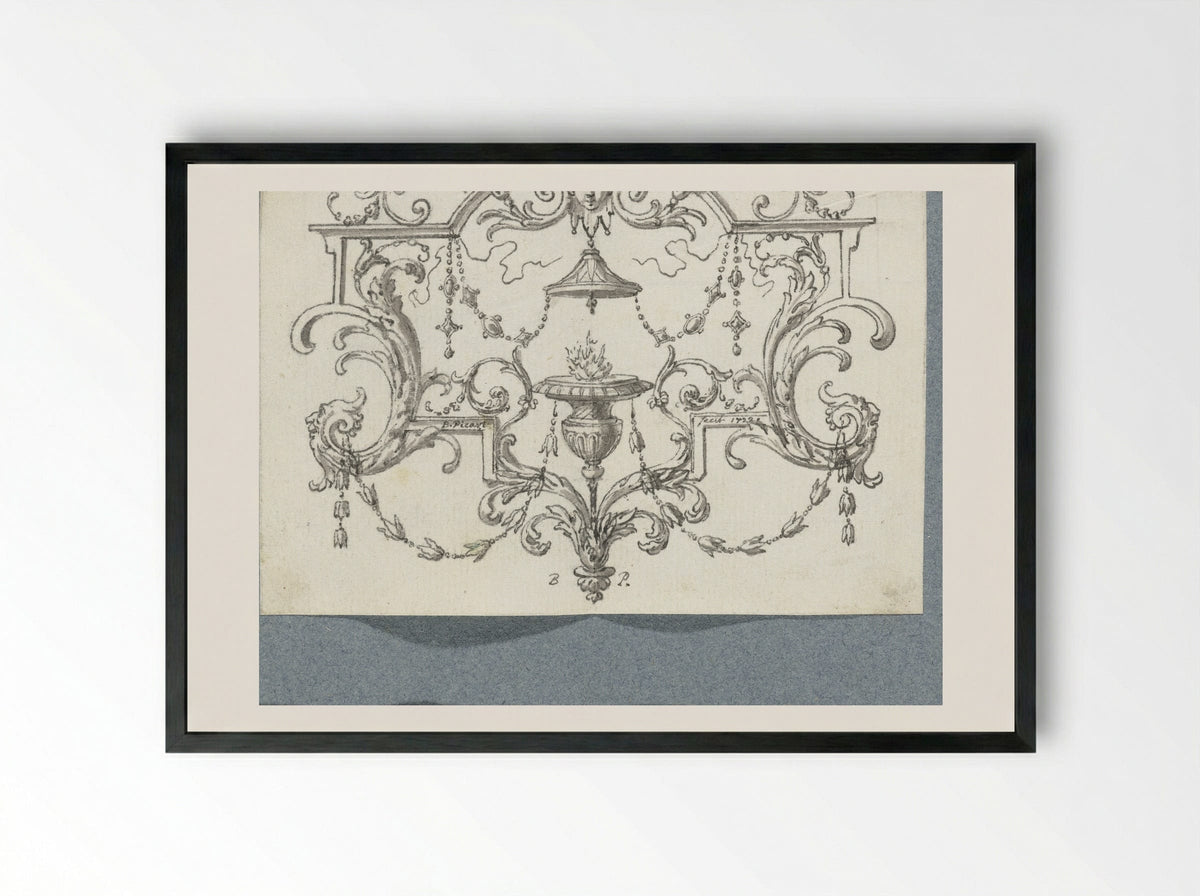 Paneelvulling met brandende lamp - Bernard Picart - Framed Print Black