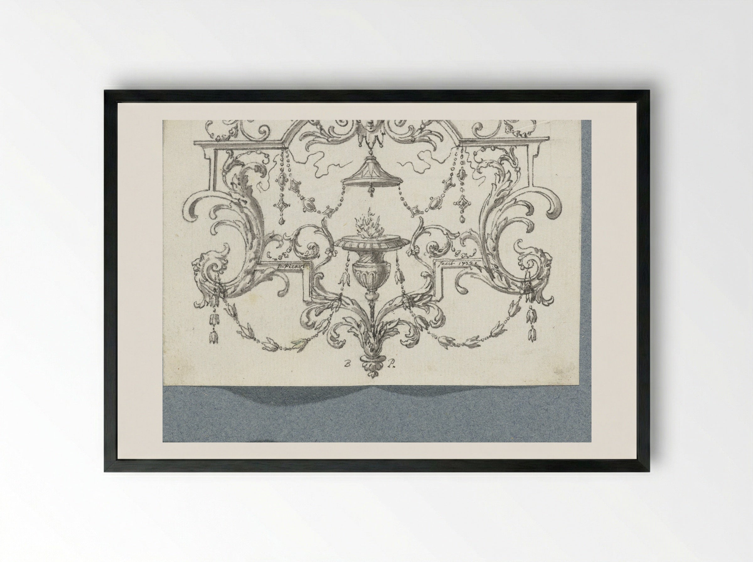 Paneelvulling met brandende lamp - Bernard Picart - Framed Print Black