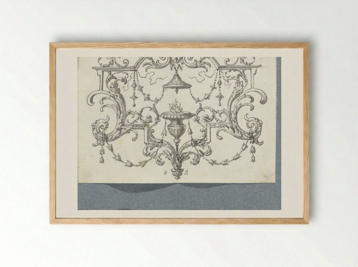 Paneelvulling met brandende lamp - Bernard Picart - Framed Print Wood