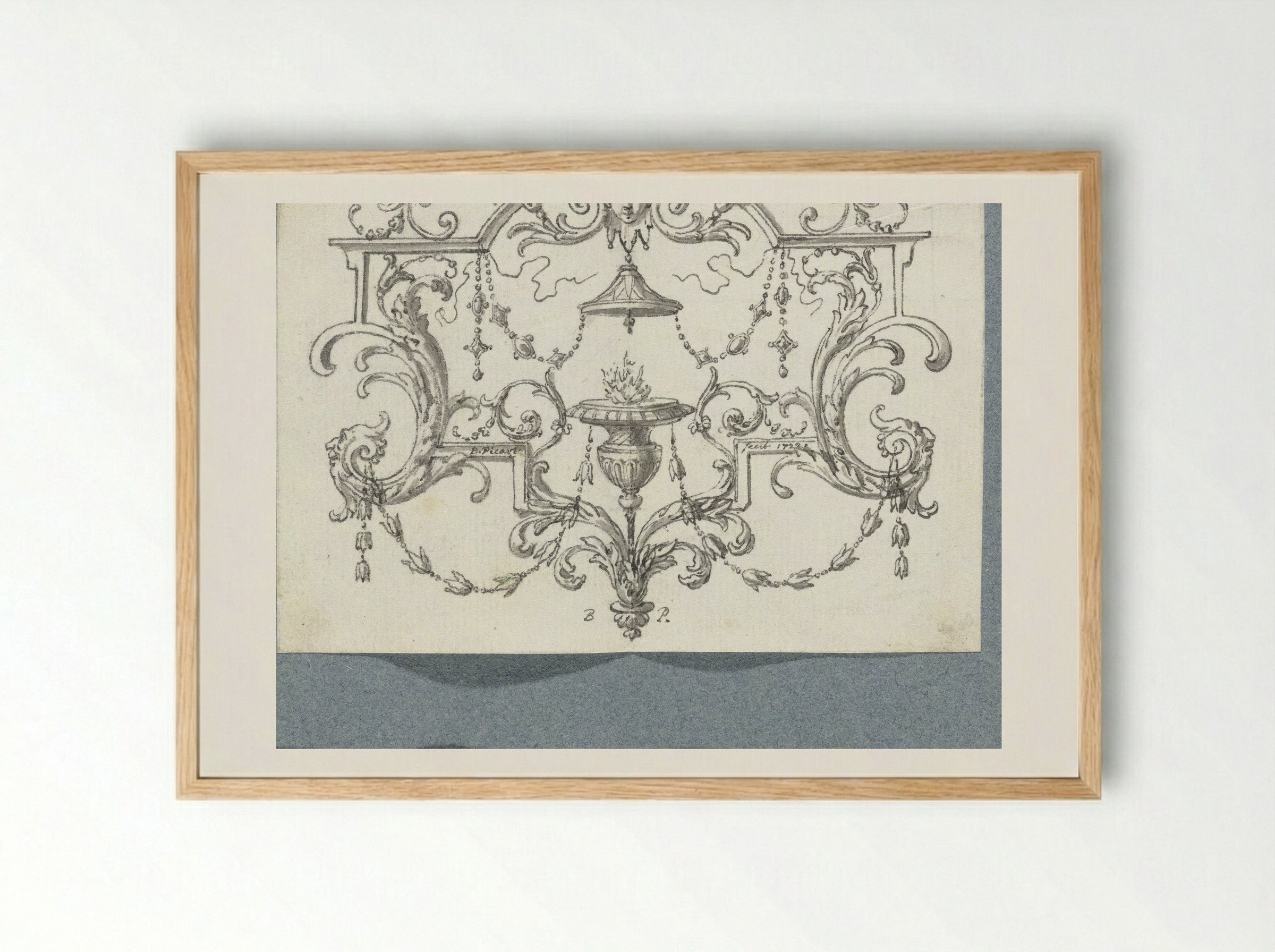 Paneelvulling met brandende lamp - Bernard Picart - Framed Print Wood