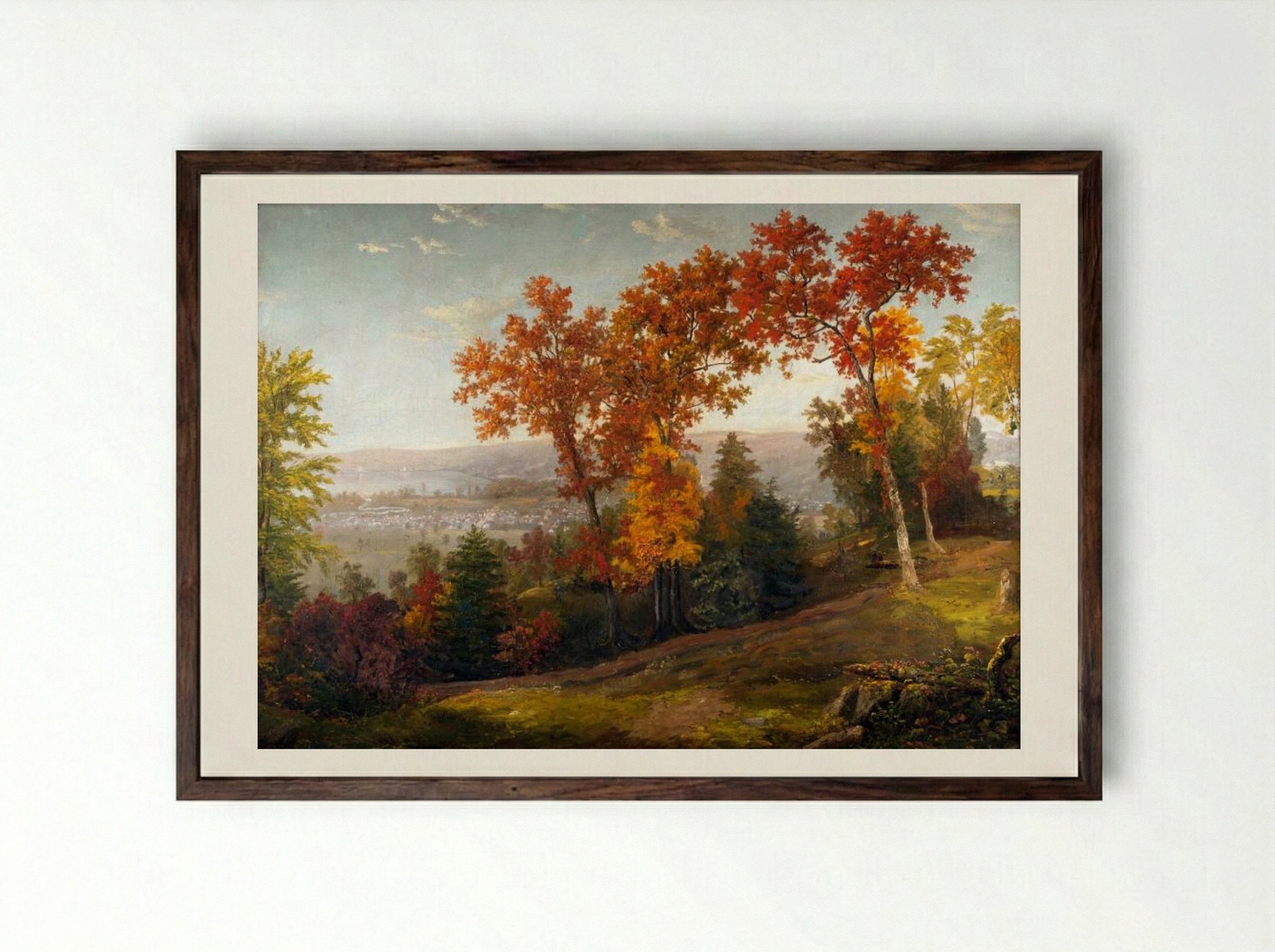 Hudson River - John Frederick Kensett - Framed Print Dark Wood