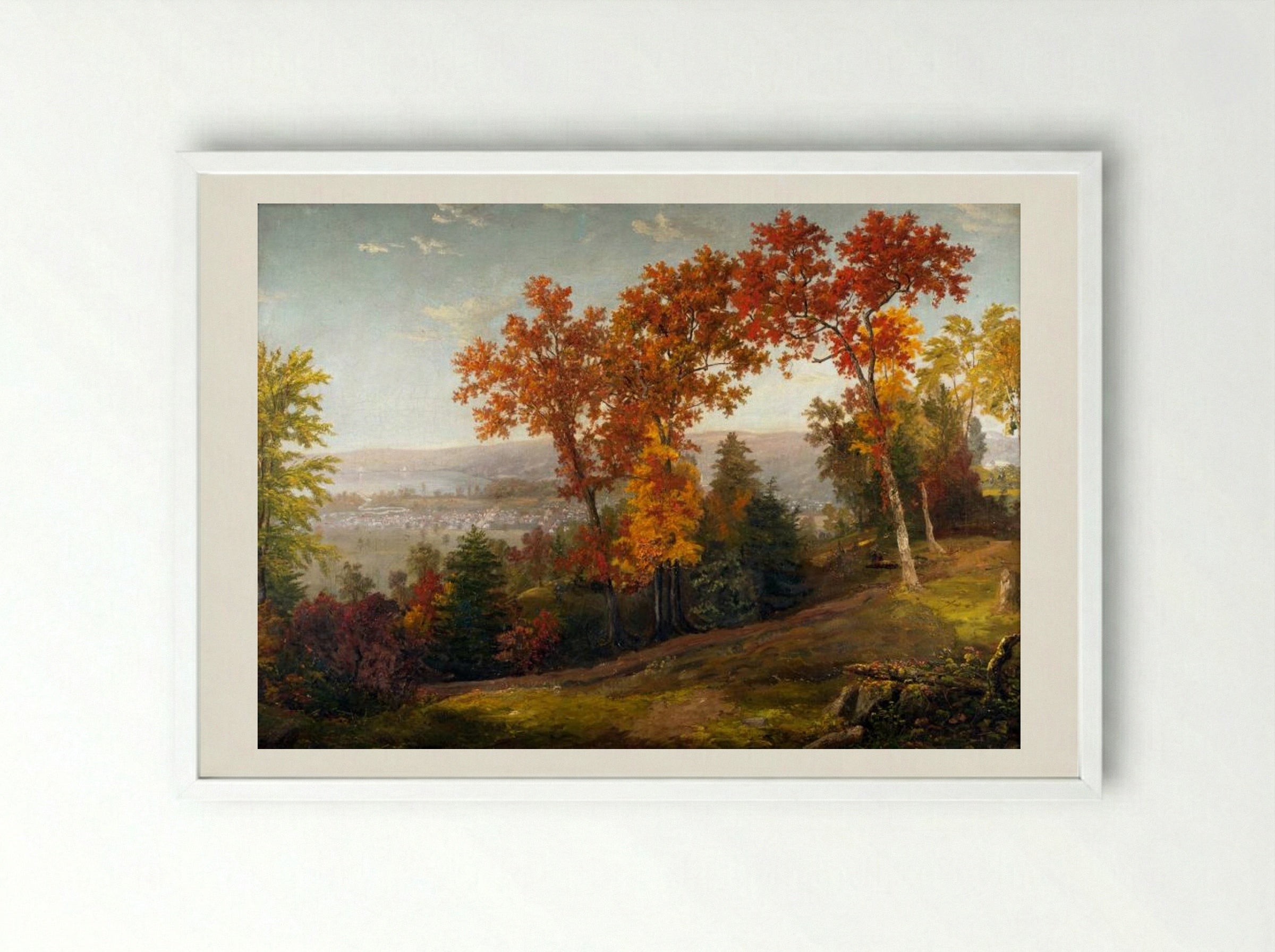 Hudson River - John Frederick Kensett - Framed Print White
