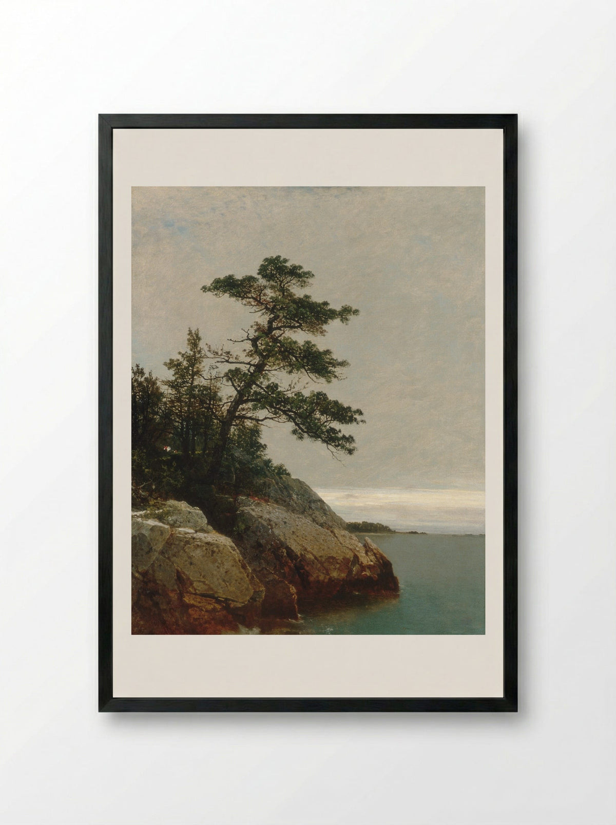 The Old Pine, Darien, Connecticut - John Frederick Kensett - Framed Print Black