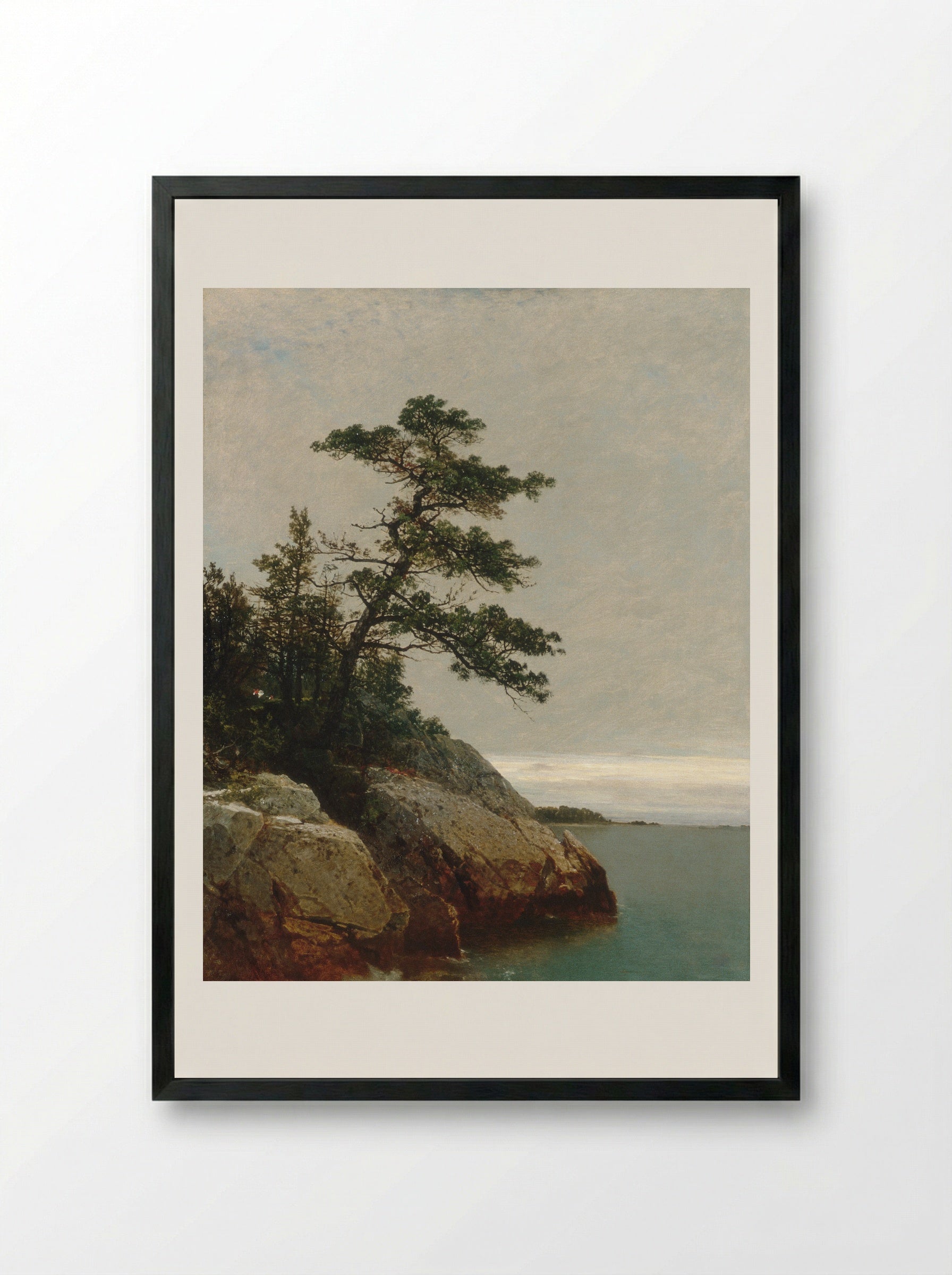 The Old Pine, Darien, Connecticut - John Frederick Kensett - Framed Print Black