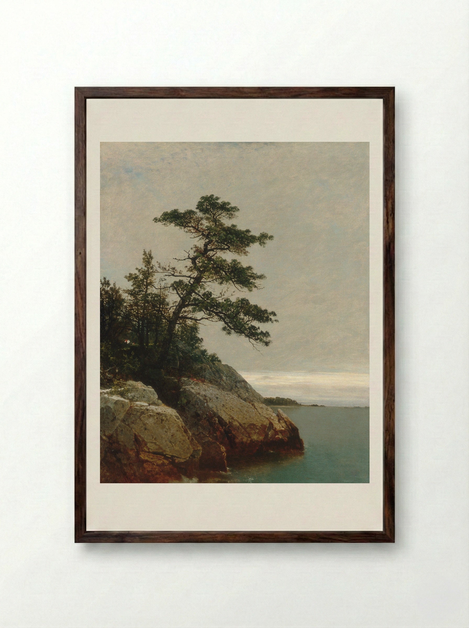 The Old Pine, Darien, Connecticut - John Frederick Kensett - Framed Print Dark Wood
