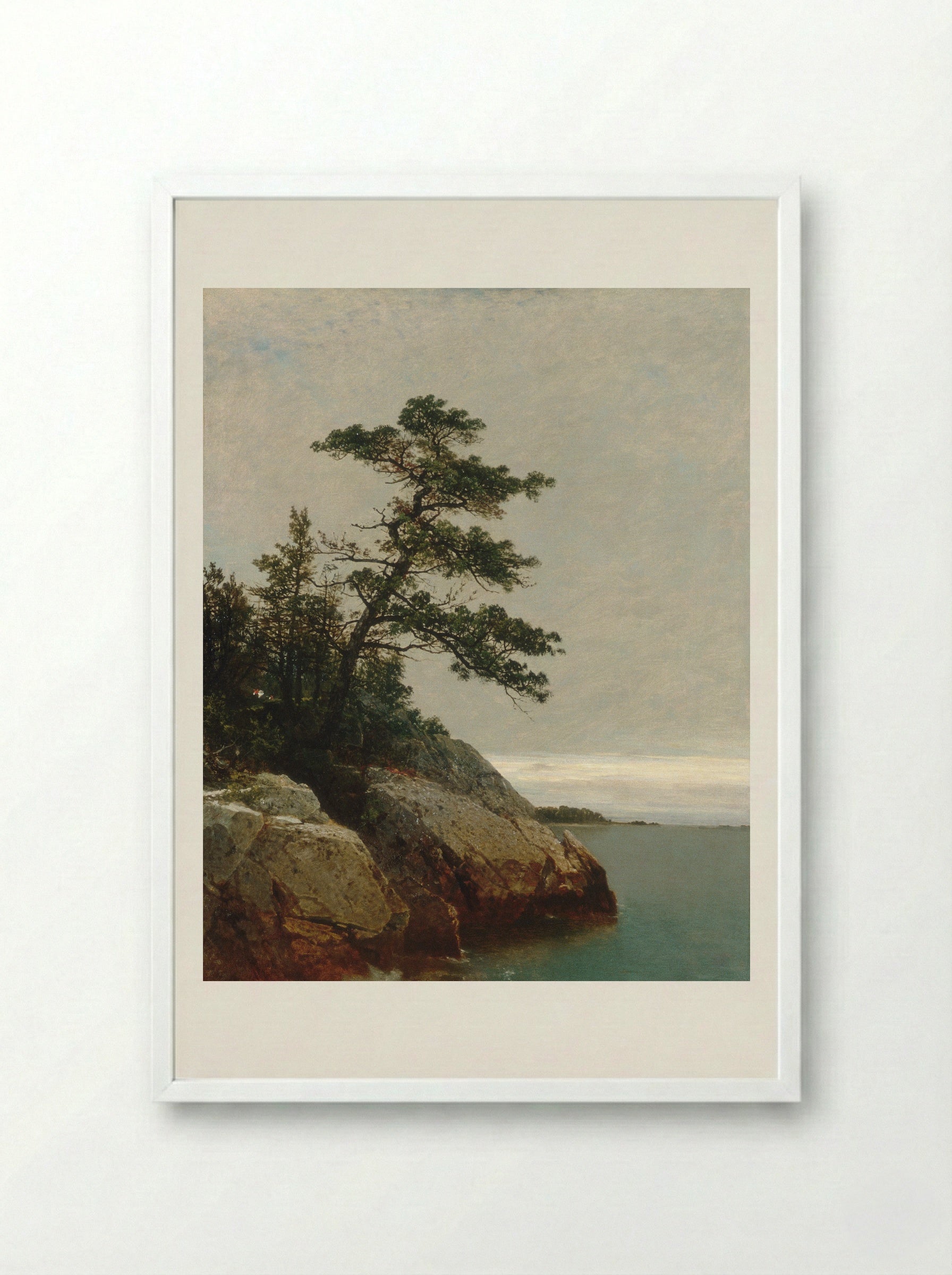 The Old Pine, Darien, Connecticut - John Frederick Kensett - Framed Print White