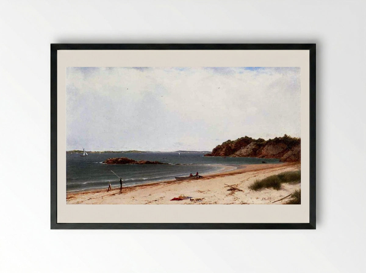View of the Beach at Beverly, Massachusetts - John Frederick Kensett - Framed Print Black