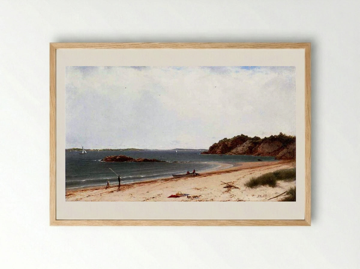 View of the Beach at Beverly, Massachusetts - John Frederick Kensett - Framed Print Wood