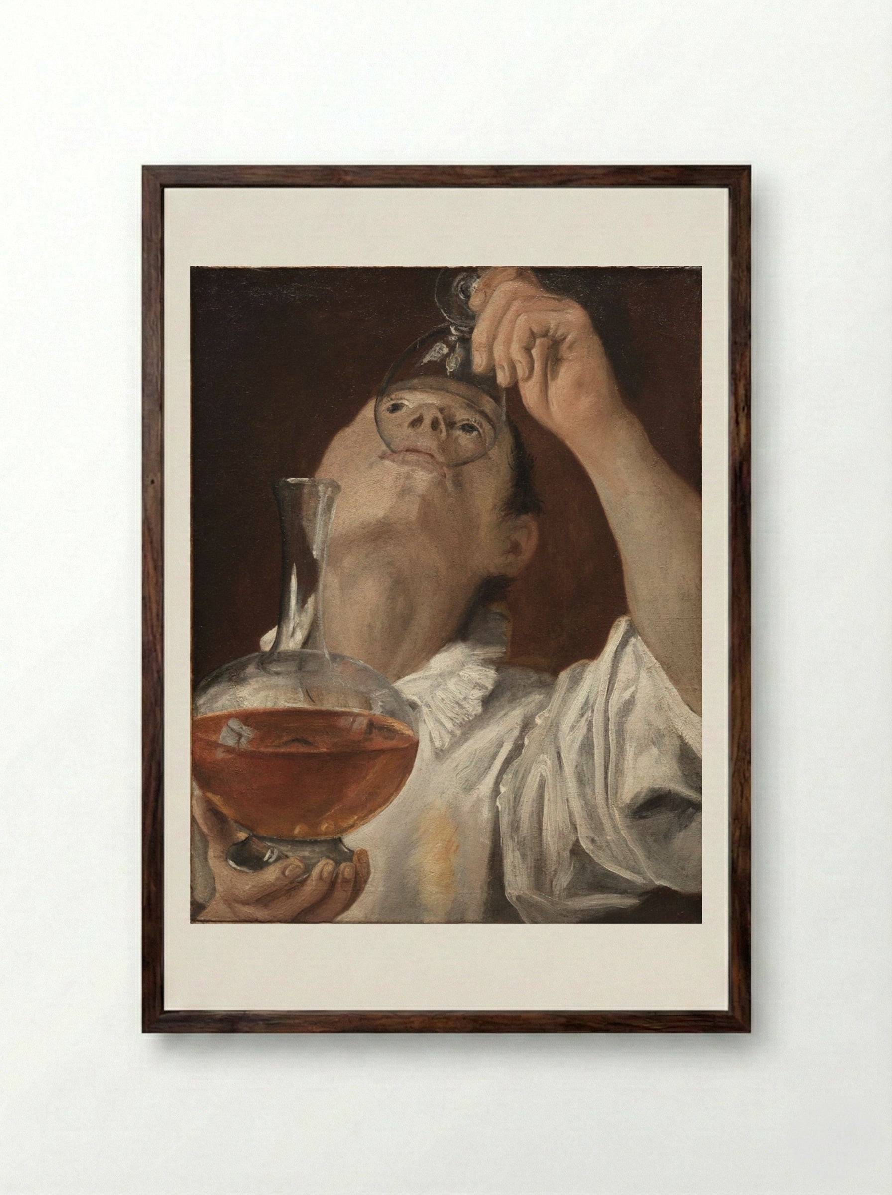 Boy Drinking - Annibale Carracci - Framed Print Dark Wood