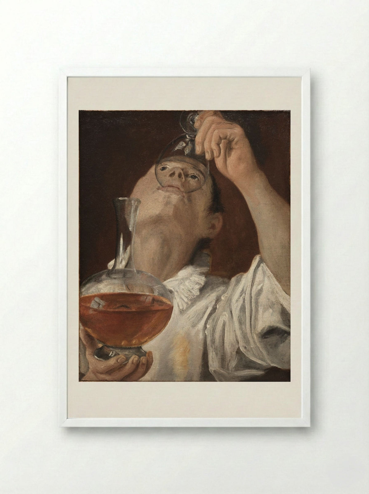 Boy Drinking - Annibale Carracci - Framed Print White