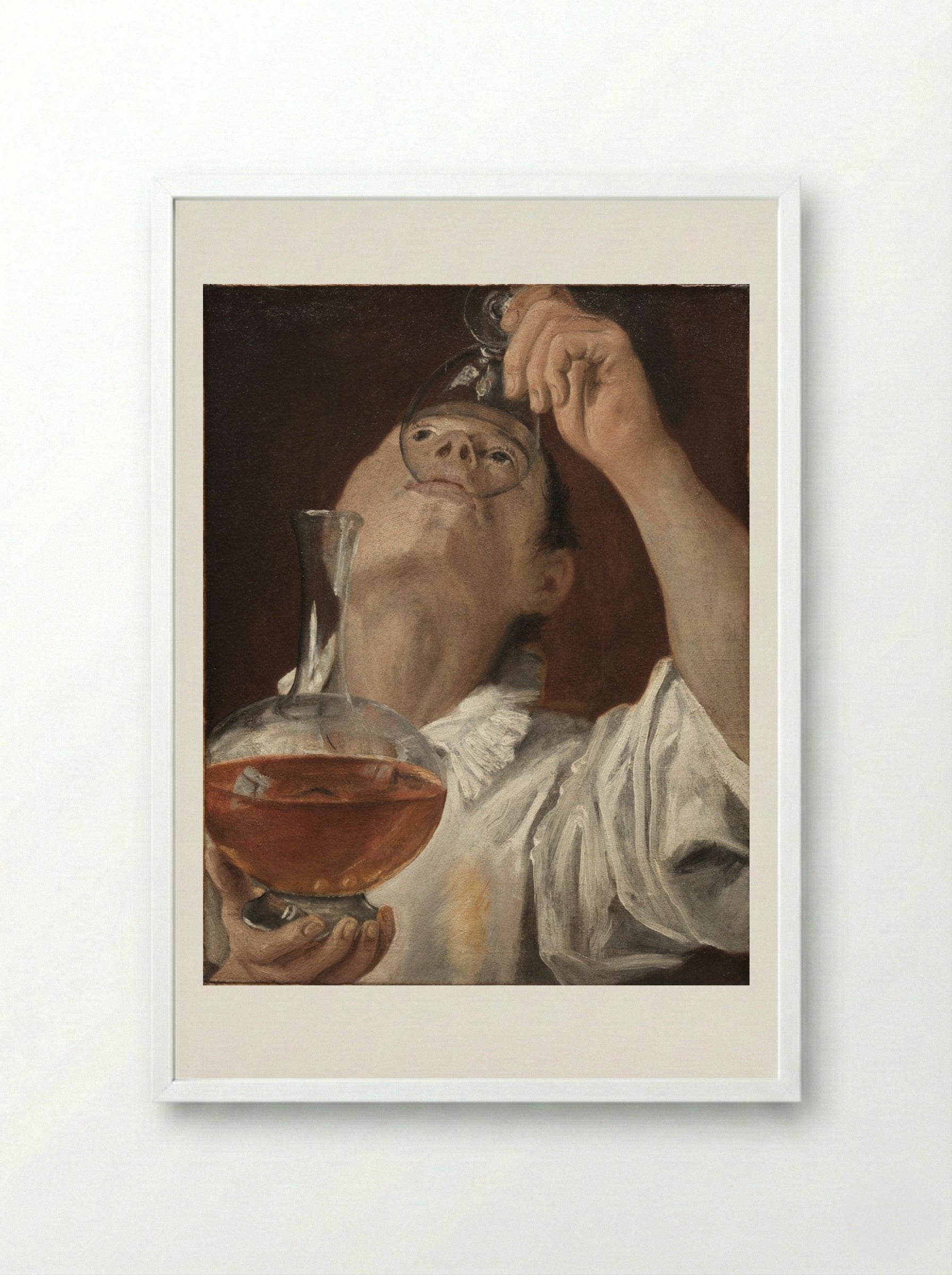 Boy Drinking - Annibale Carracci - Framed Print White
