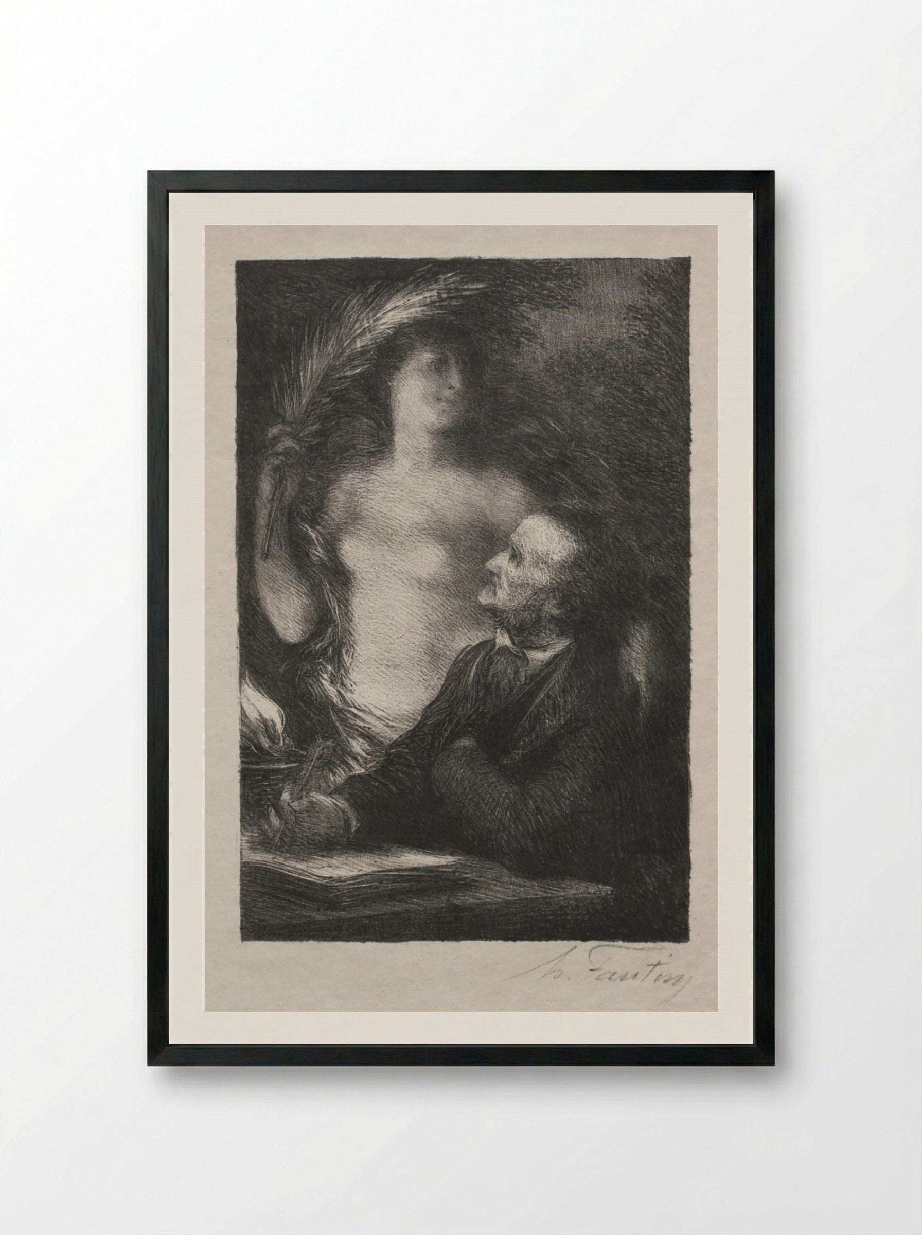 The Muse - Henri Fantin-Latour - Framed Print Black