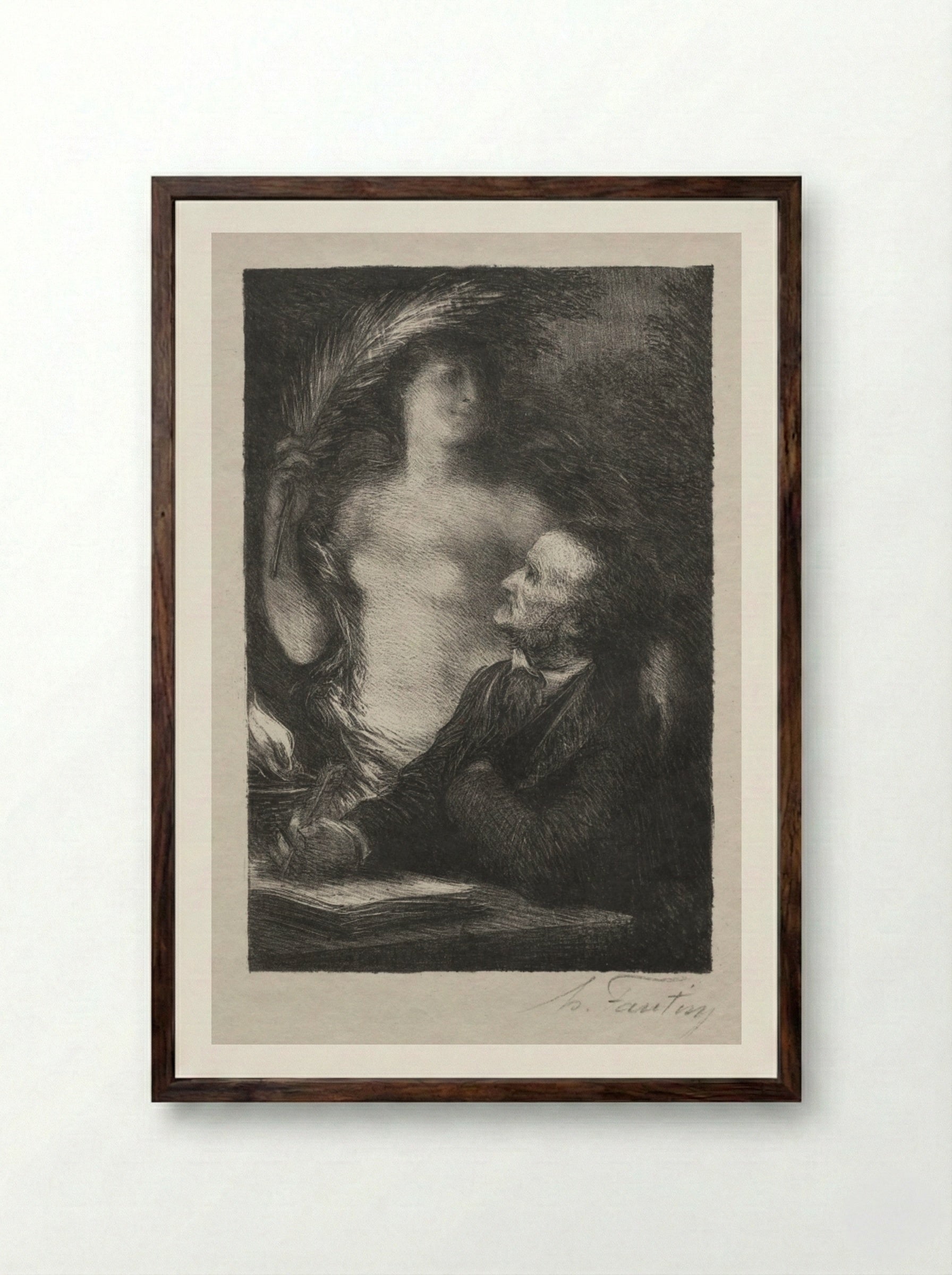 The Muse - Henri Fantin-Latour - Framed Print Dark Wood