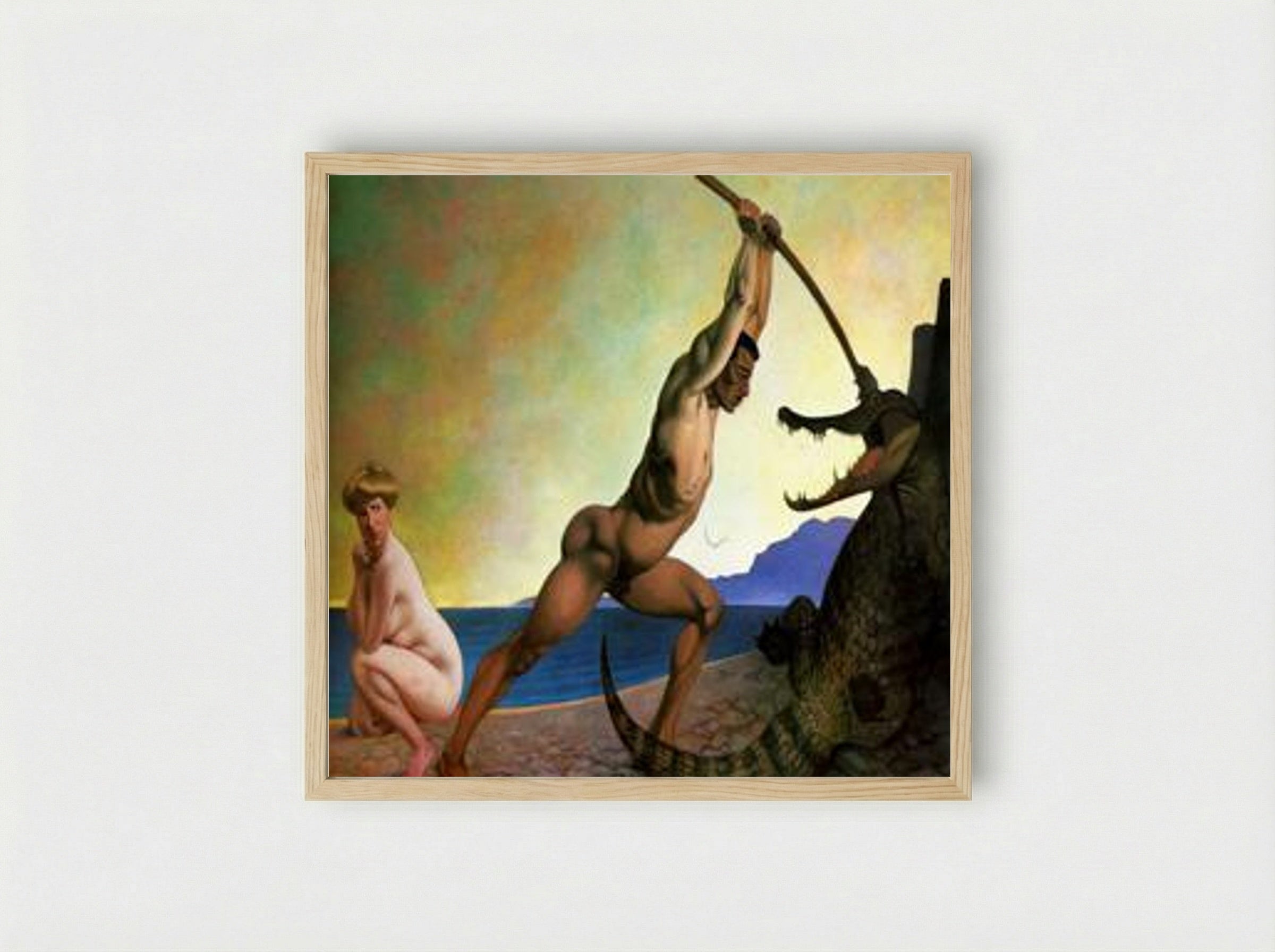 Perseus Killing the Dragon - Félix Vallotton - Framed Print Wood