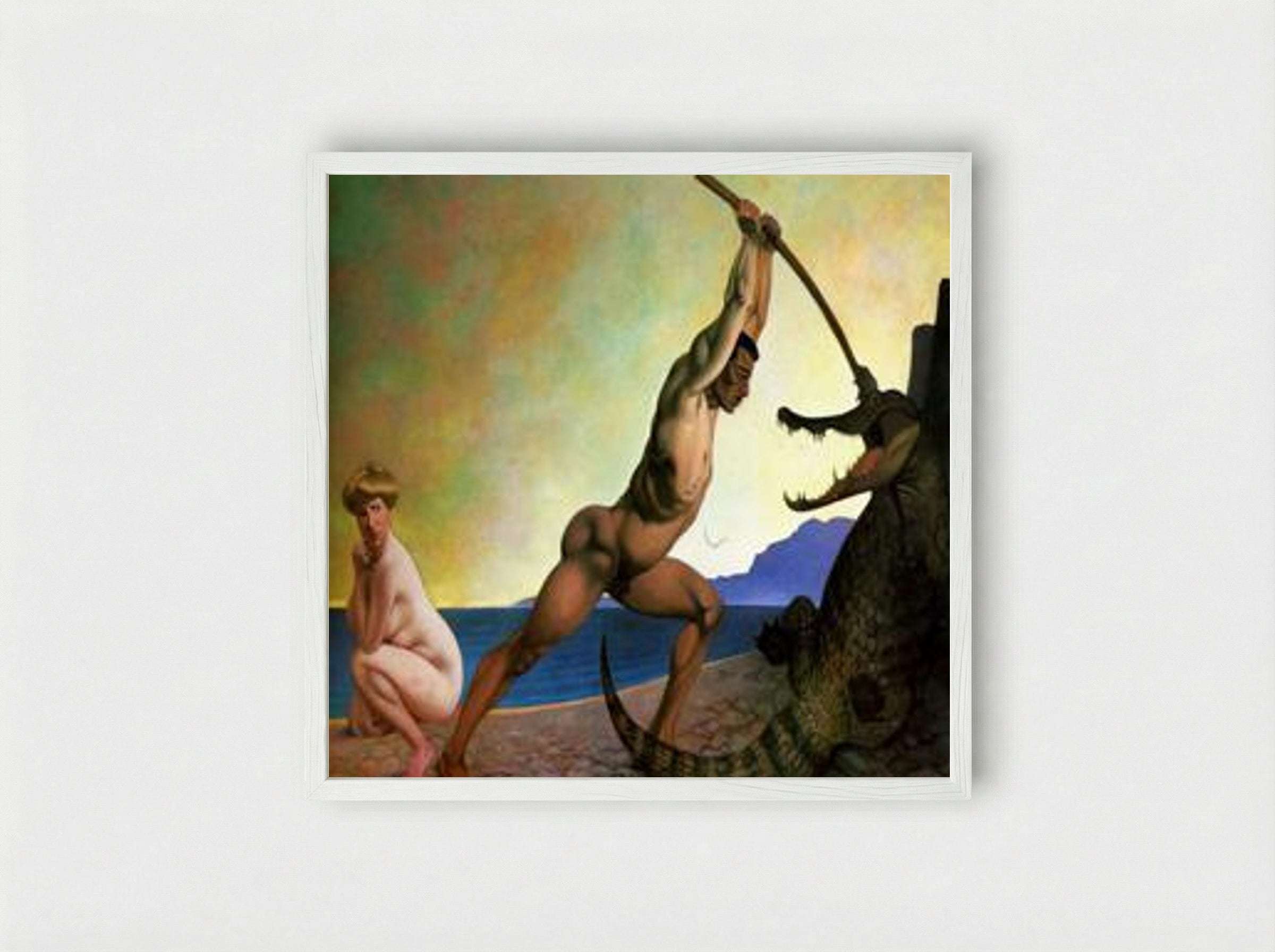 Perseus Killing the Dragon - Félix Vallotton - Framed Print White