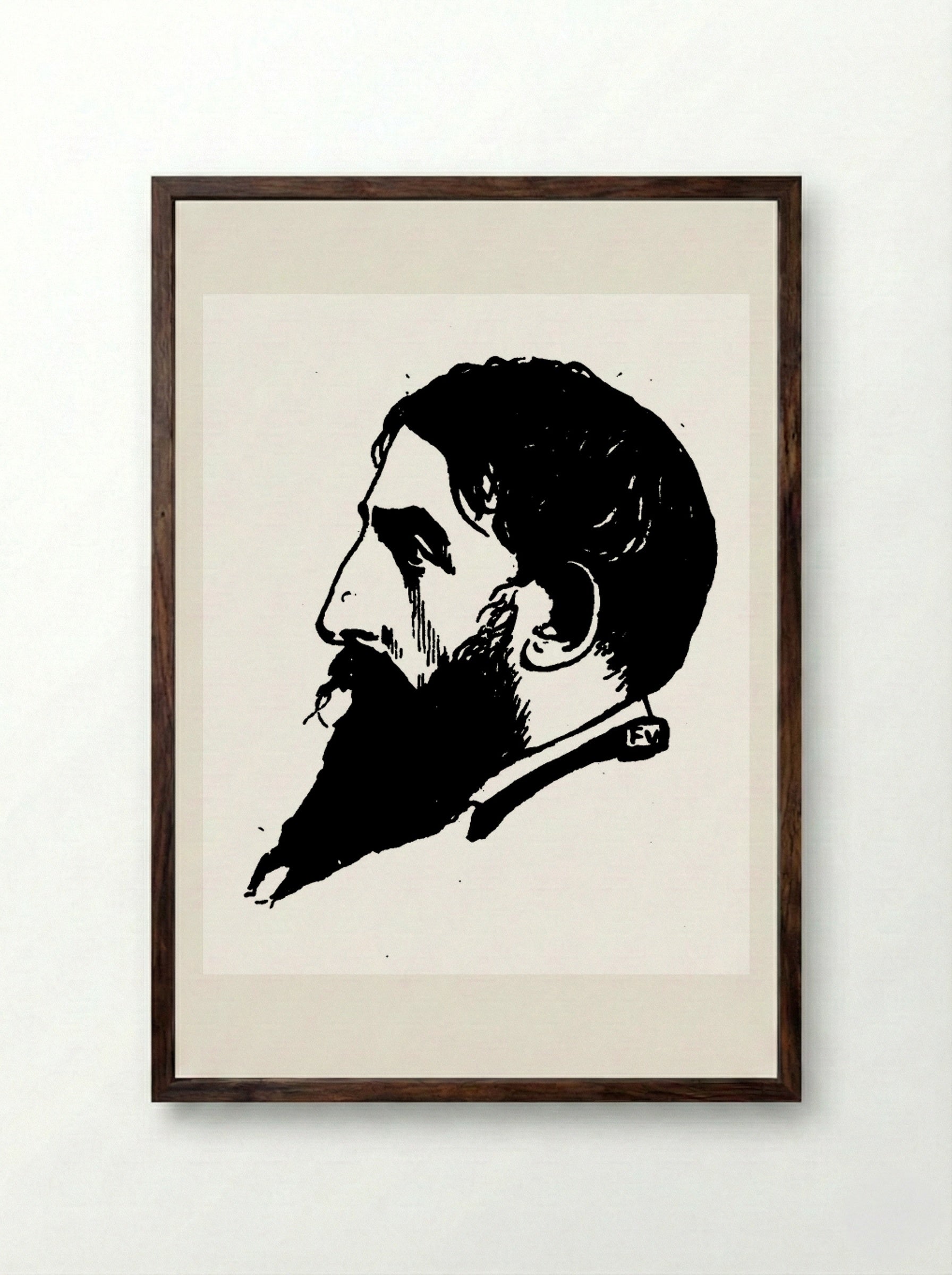 Portrait of Jehan Rictus - Félix Vallotton - Framed Print Dark Wood