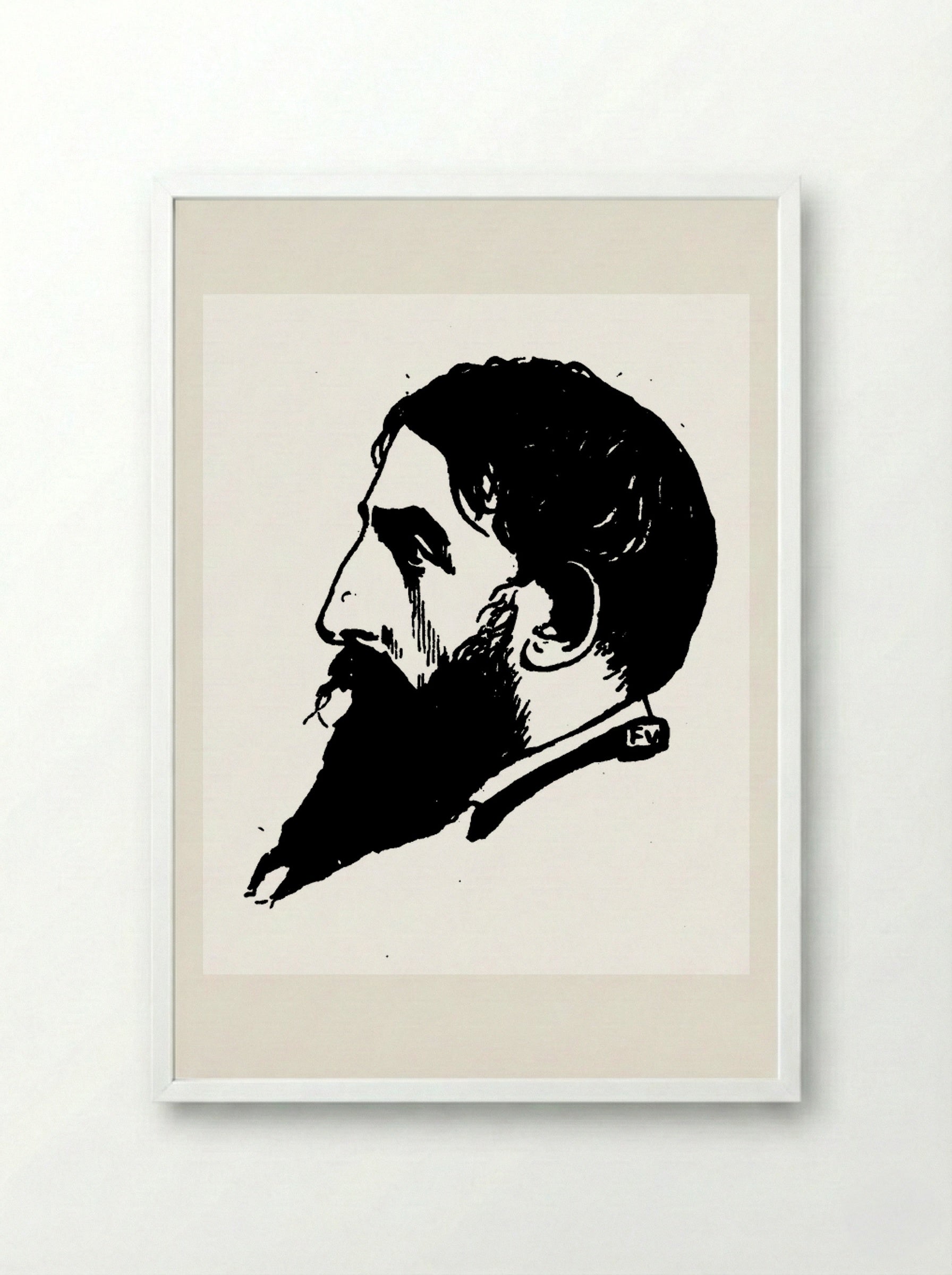 Portrait of Jehan Rictus - Félix Vallotton - Framed Print White