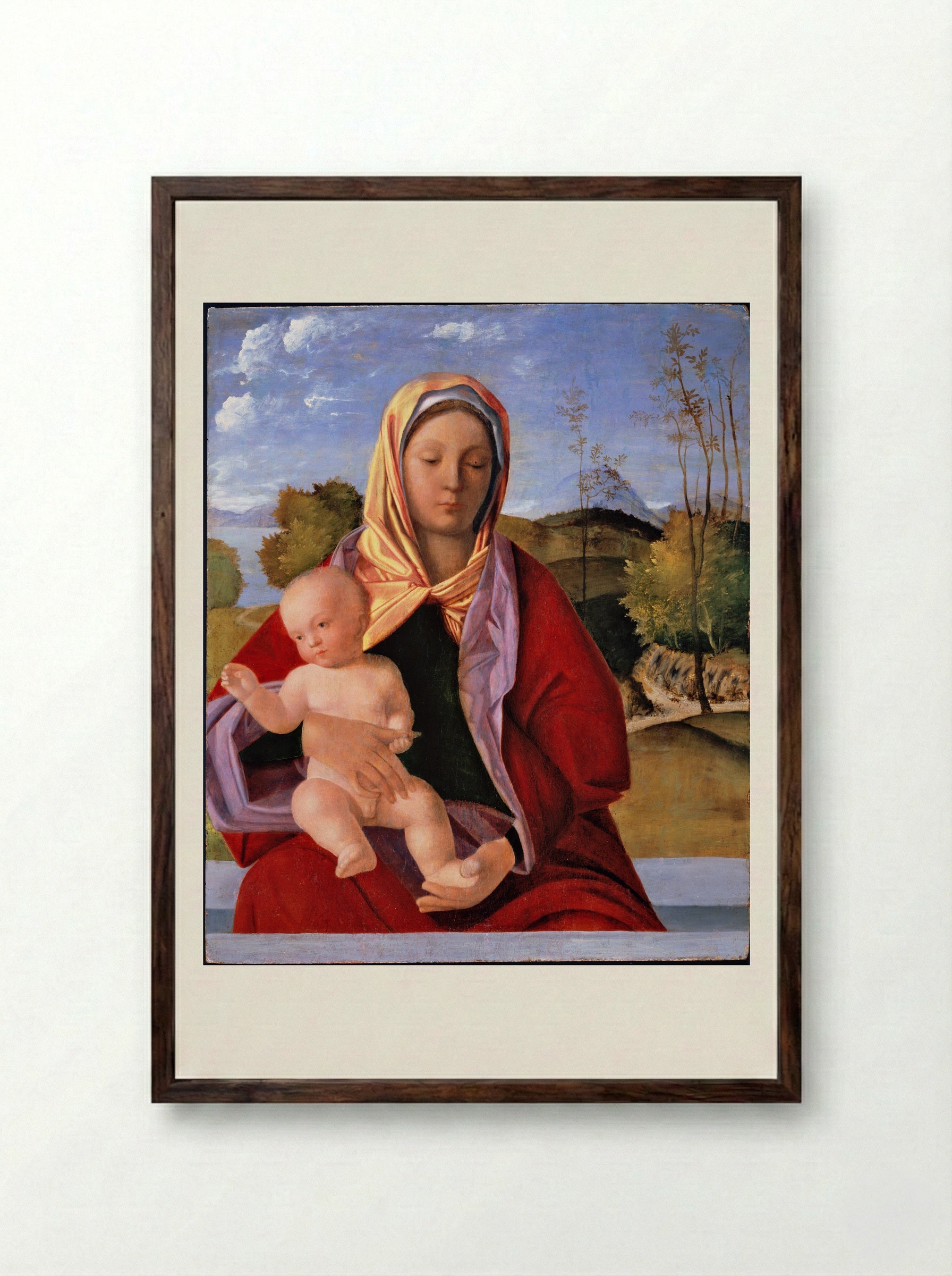 Madonna and Child - Giovanni Bellini - Framed Print Dark Wood